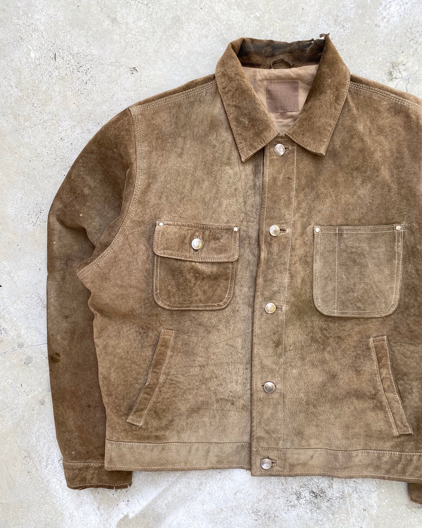 1980S SUN FADED LEATHER SUEDE JACKET (M/L)