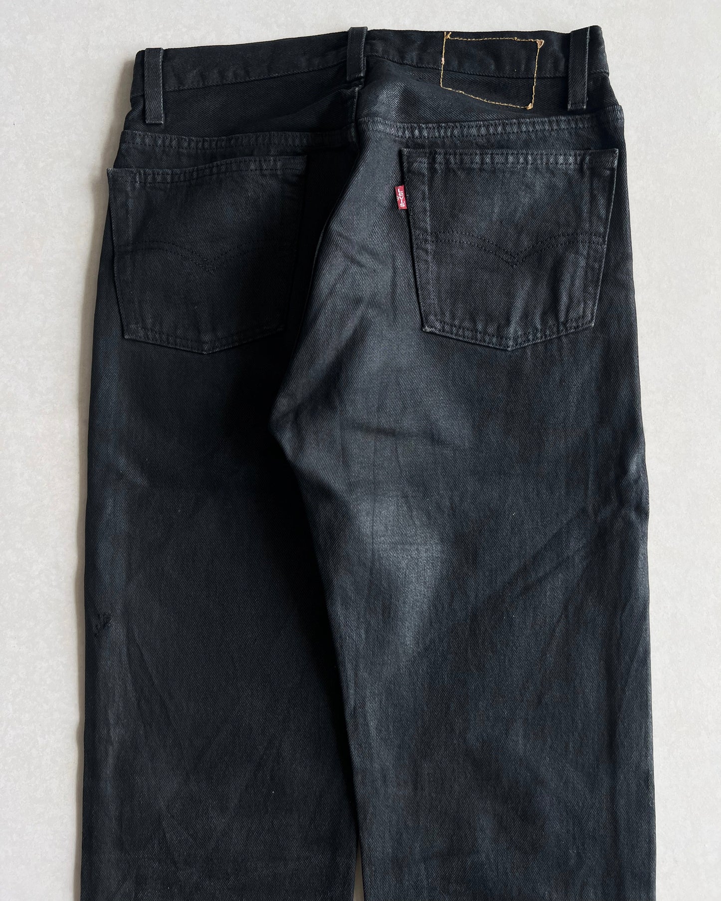 1980S BLACK WAXED LEVI'S 501 JEANS (29X30)