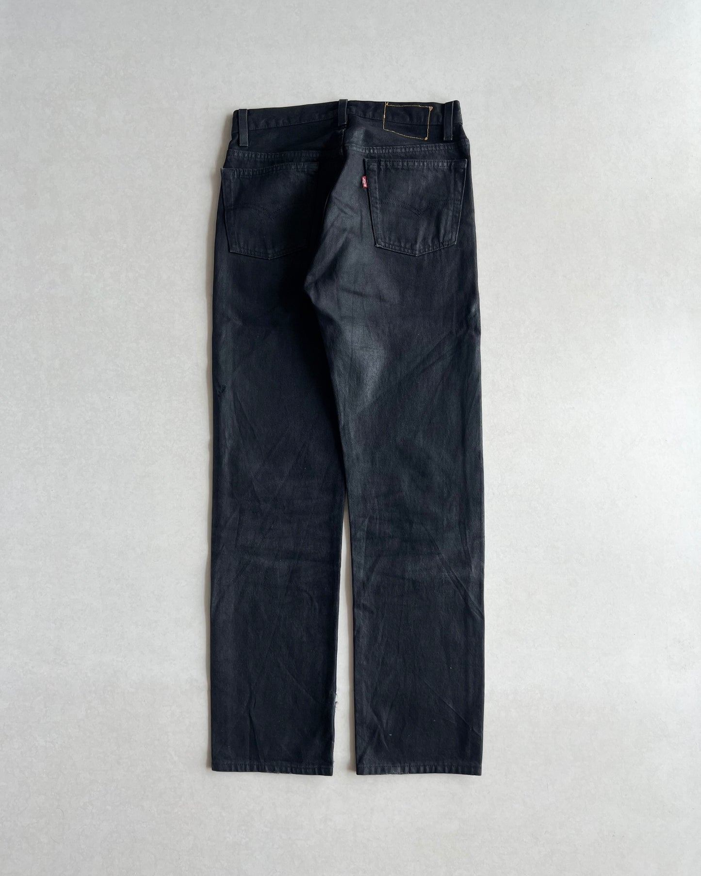 1980S BLACK WAXED LEVI'S 501 JEANS (29X30)