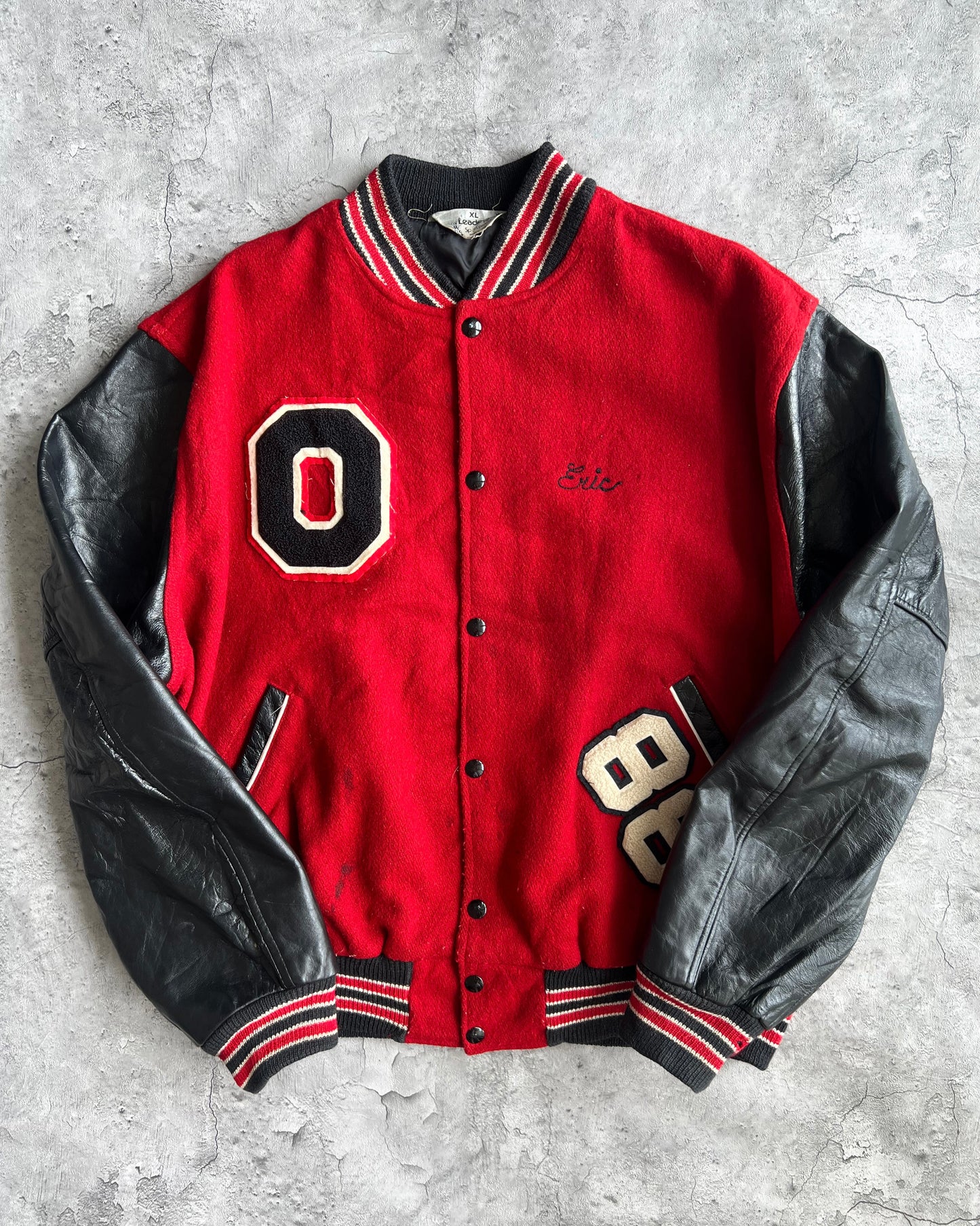 1980S 'OAK HILLS BAND' LEATHER SLEEVES VARSITY JACKETS (XL)