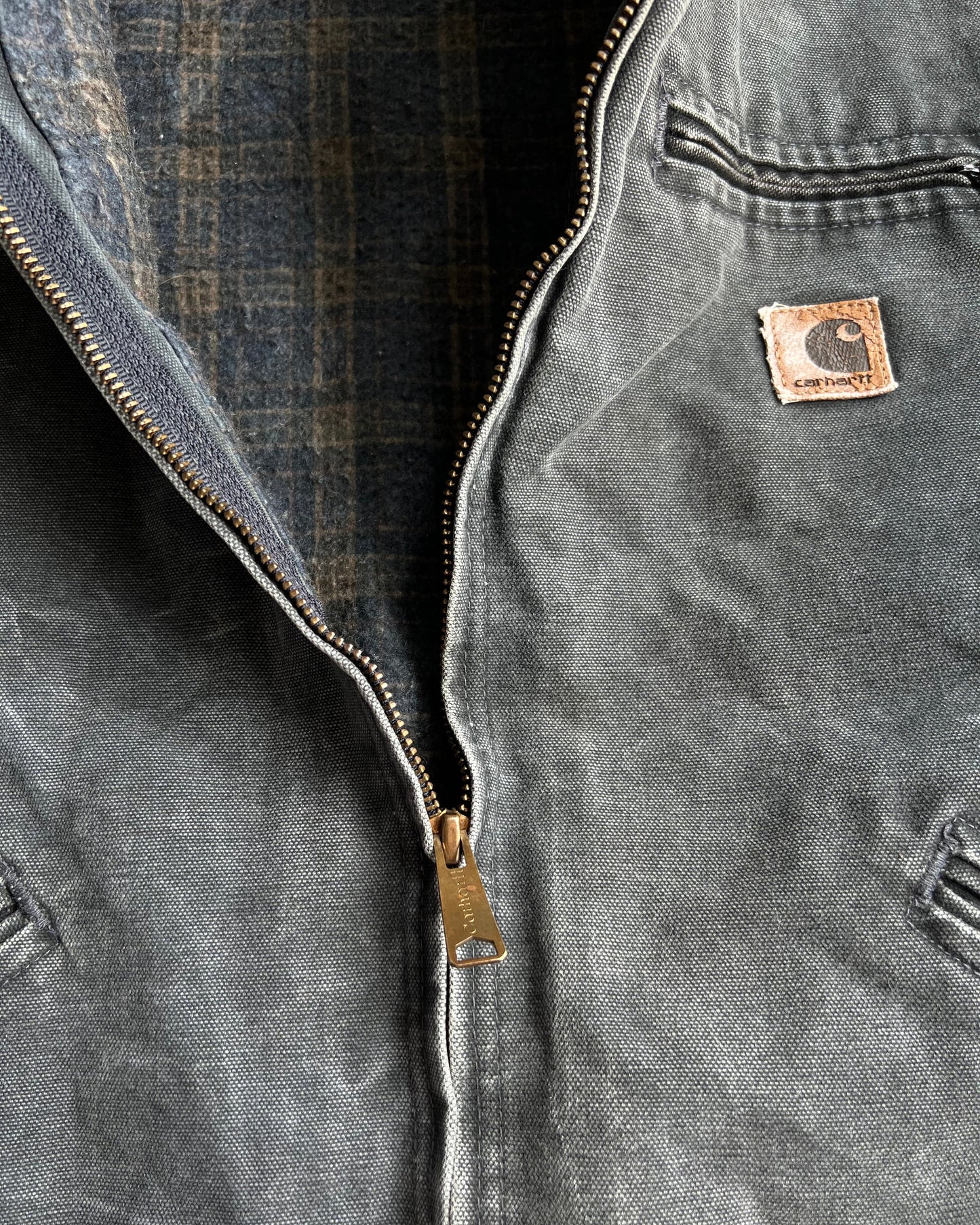 1990S FADED GREY CARHARTT DETROIT WORK JACKET (XL)