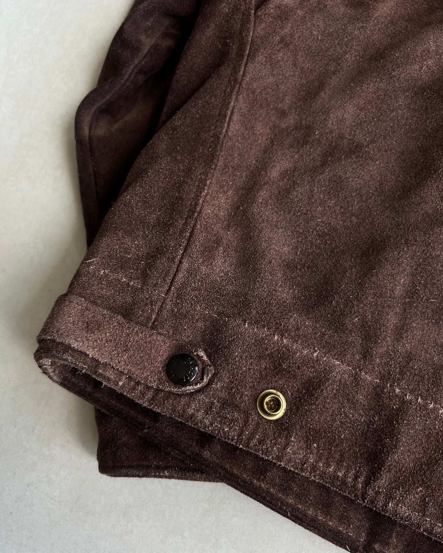 1970S SCHOTT SUEDE LEATHER COLLAR ZIP-UP JACKET (M/L)