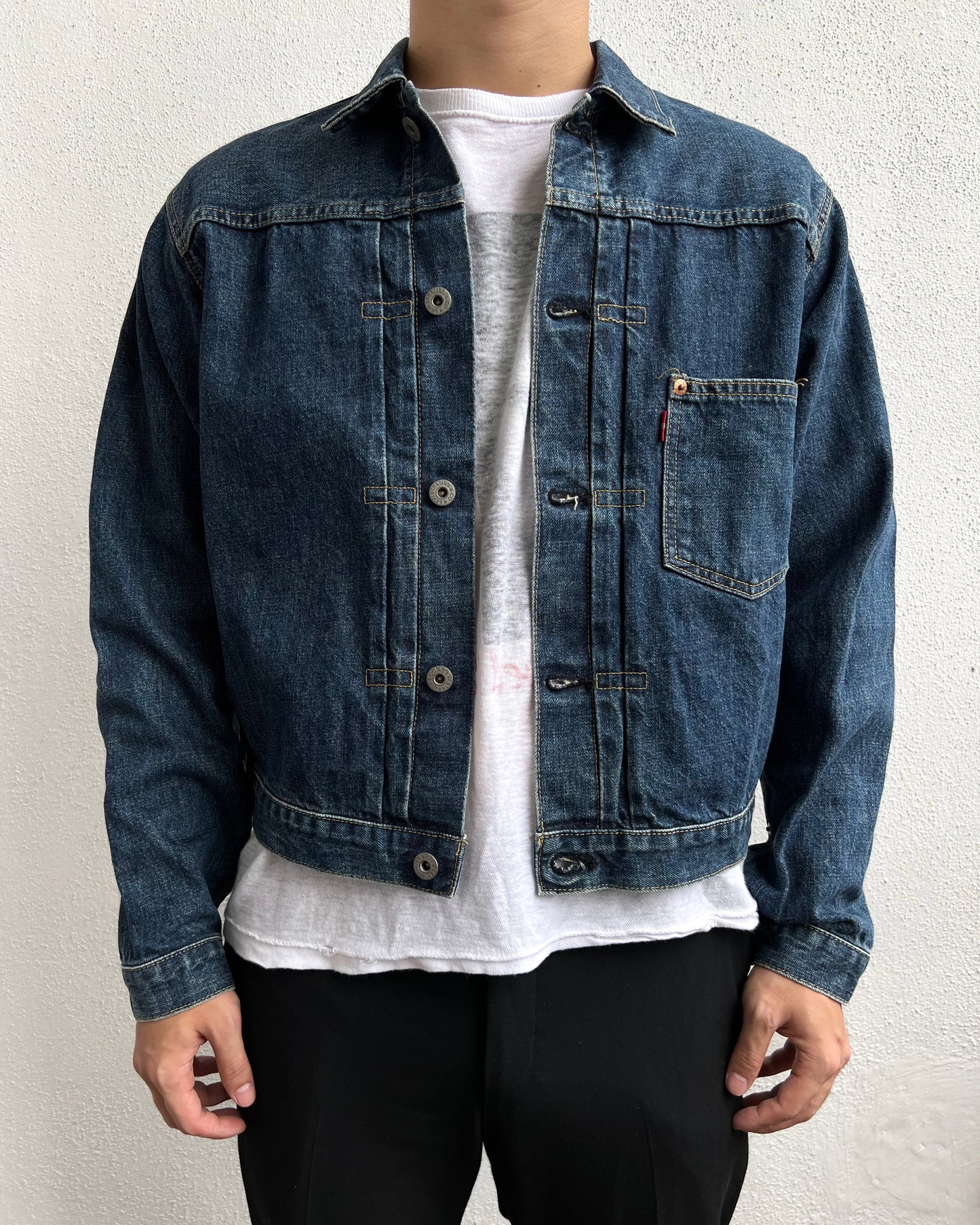 1990S DARK WASHED BIG E LEVI'S TYPE I DENIM JACKET (M/L)