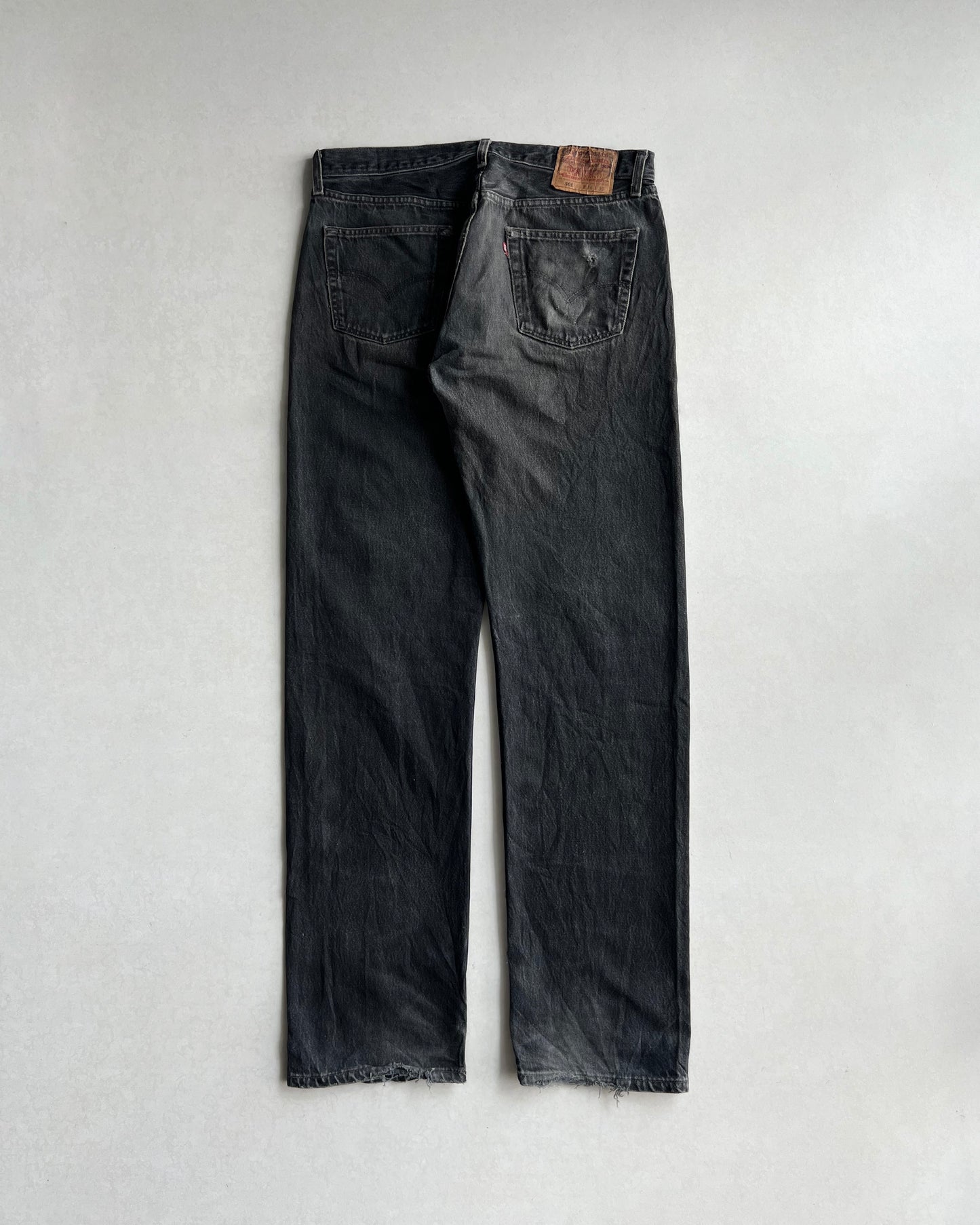 1990S FADED BLACK LEVI'S 501 DISTRESSED JEANS (36X36)
