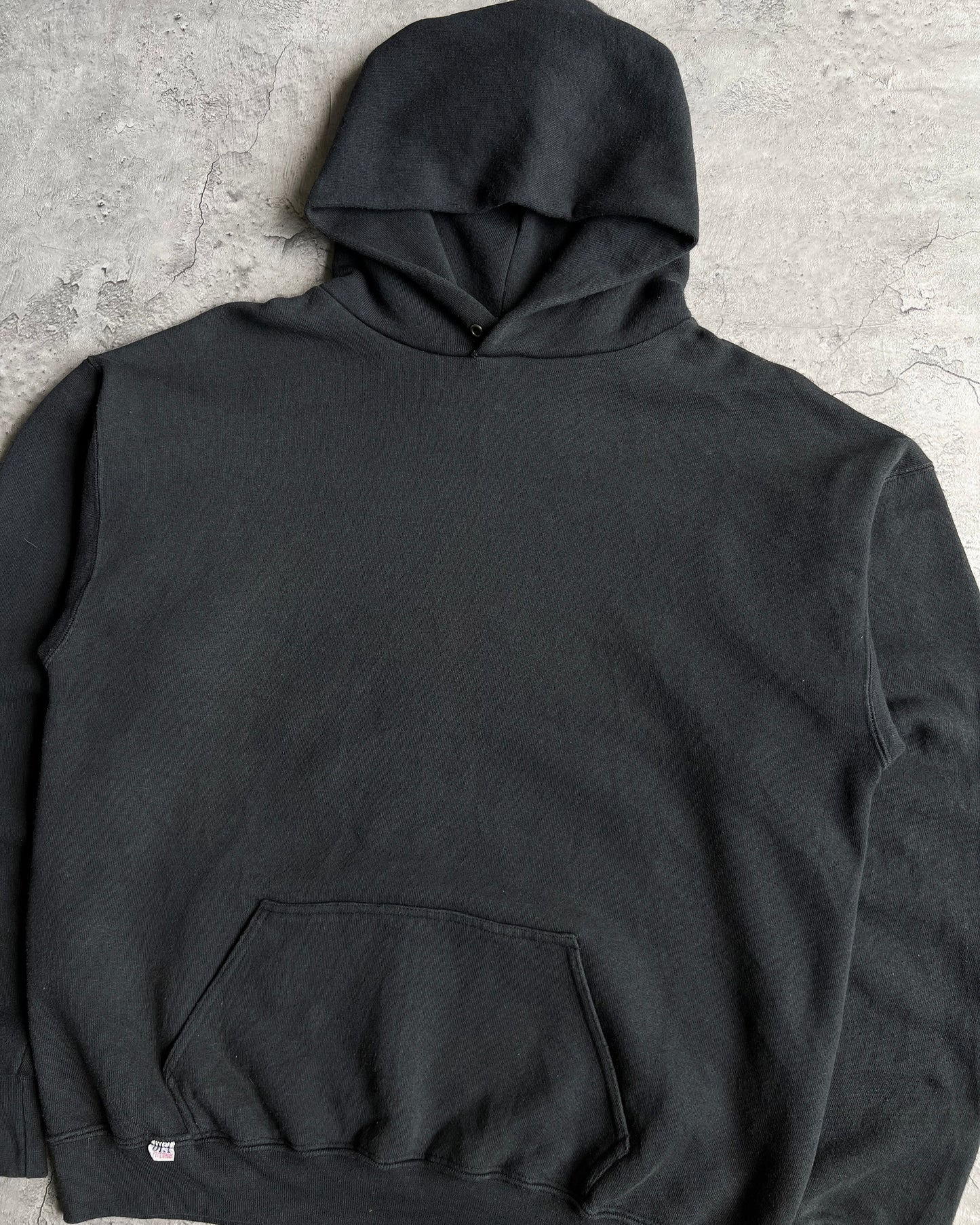 1990S SKI FADED BLACK BLANK HOODIE (L)