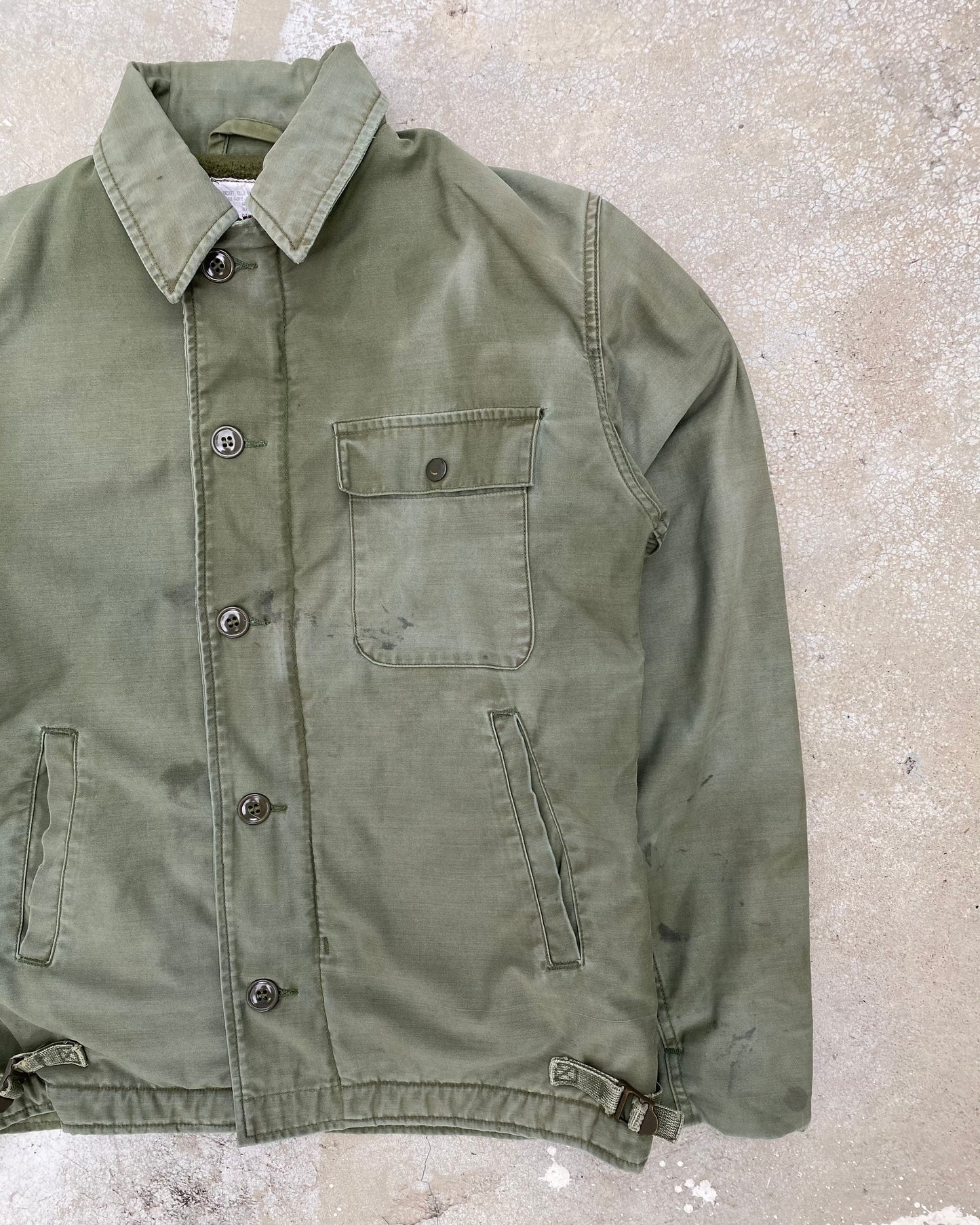 1970S SUN FADED US ARMY A-2 DECK JACKET (S/M)