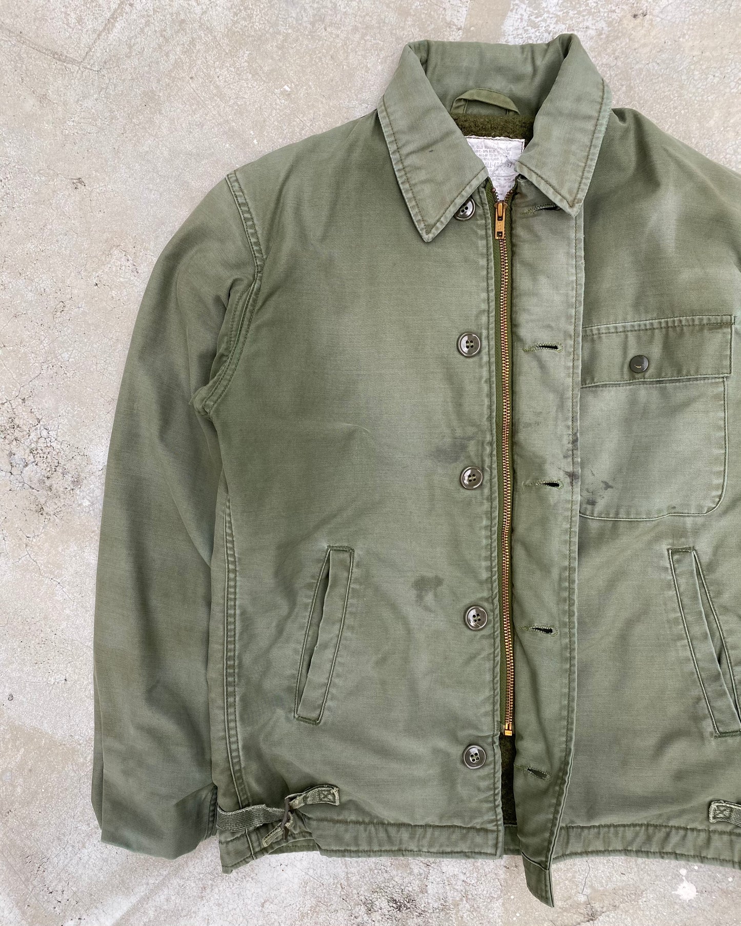 1970S SUN FADED US ARMY A-2 DECK JACKET (S/M)