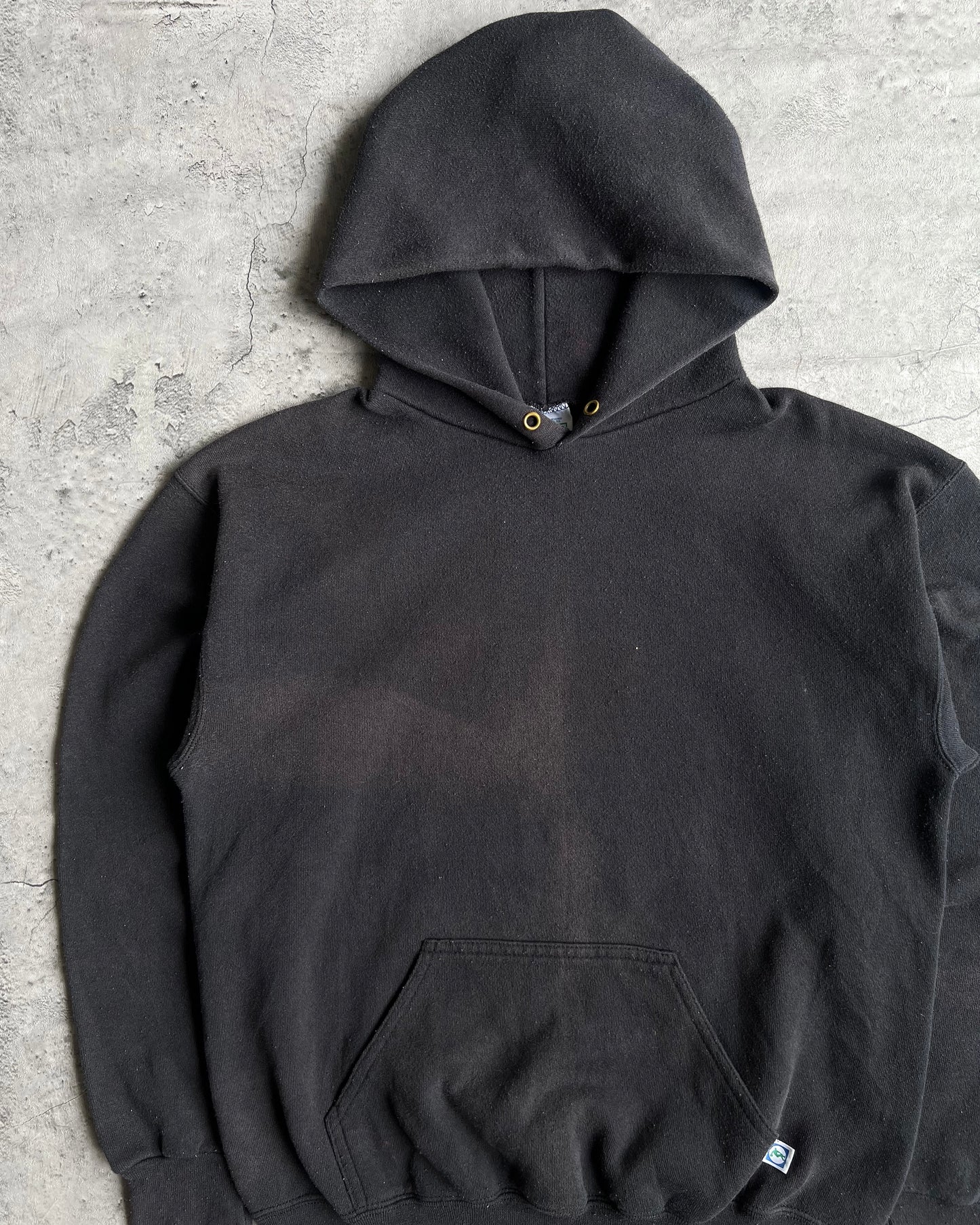 1990S SUN FADED BLACK DISCUS ATHLETIC BLANK HOODIE (M/L)