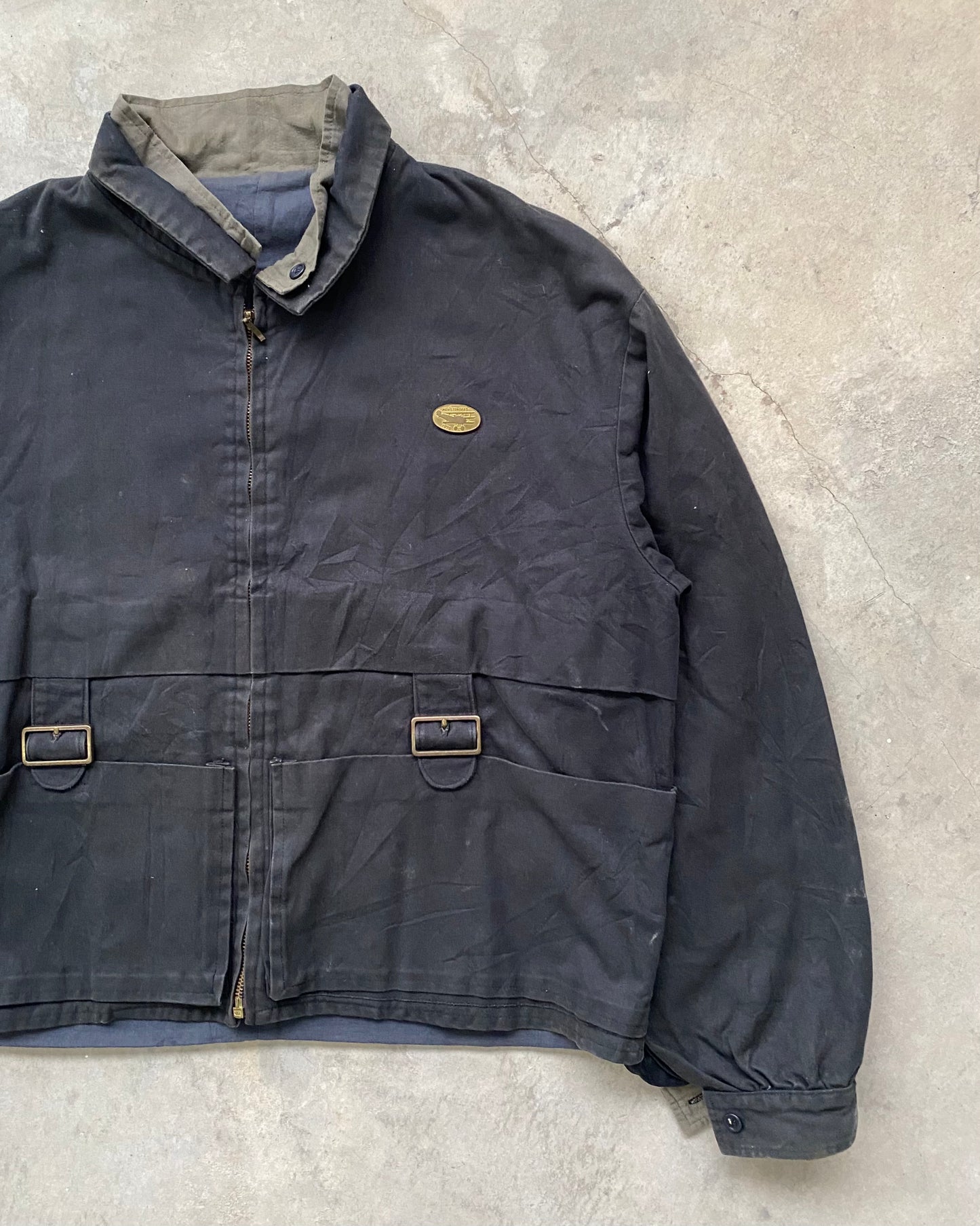 1990S MEN'S TENORAS BLACK CANVAS WORK JACKET (M/L)