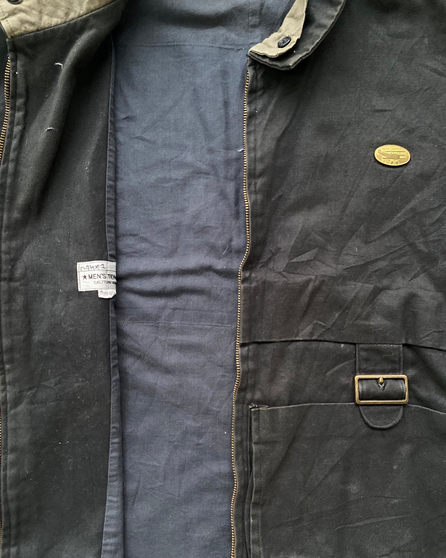 1990S MEN'S TENORAS BLACK CANVAS WORK JACKET (M/L)
