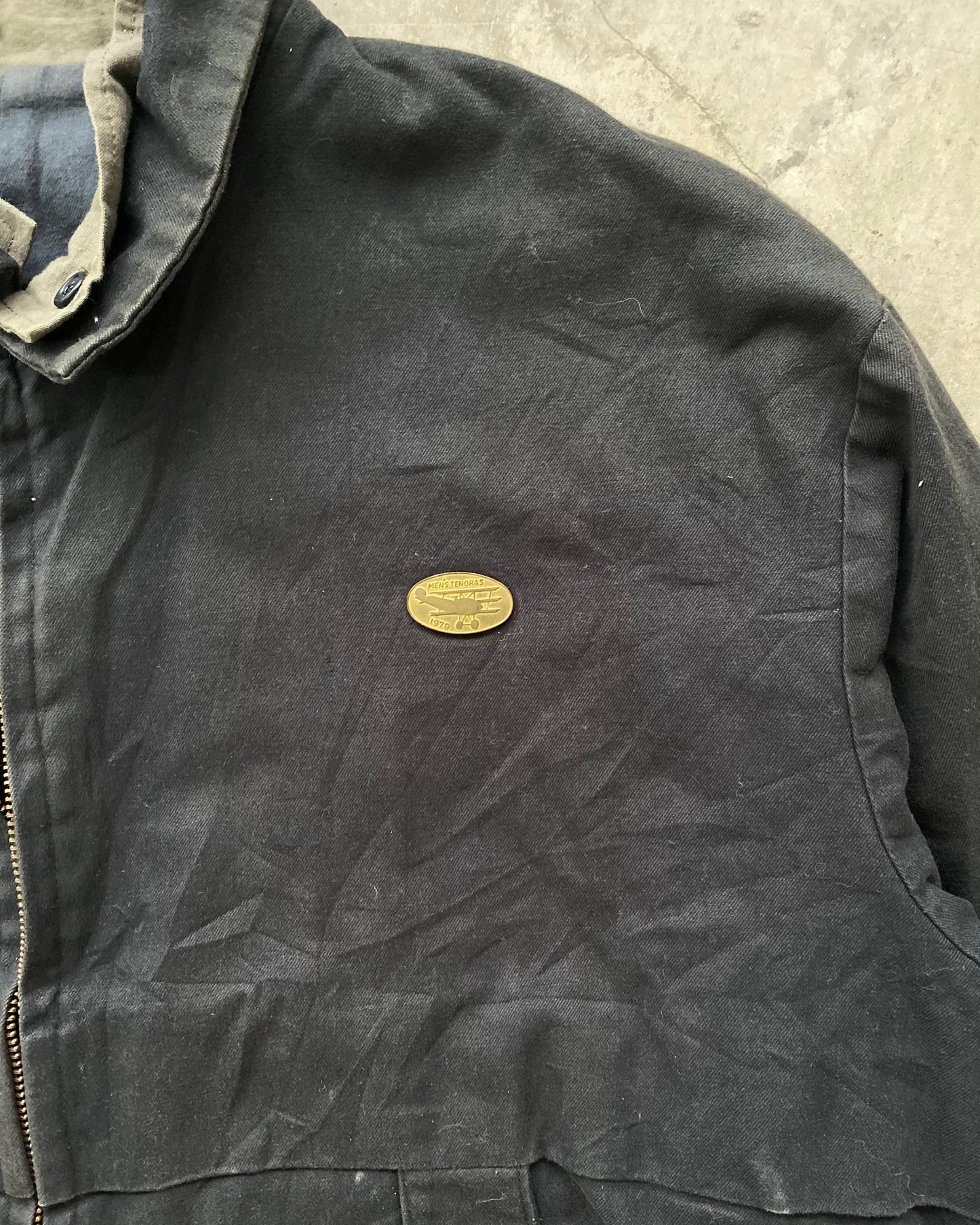 1990S MEN'S TENORAS BLACK CANVAS WORK JACKET (M/L)