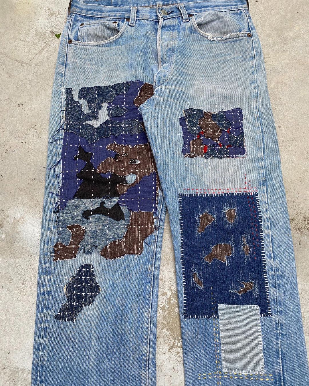 1980s Levi's 501 Sashiko Patch Selvedge Jeans