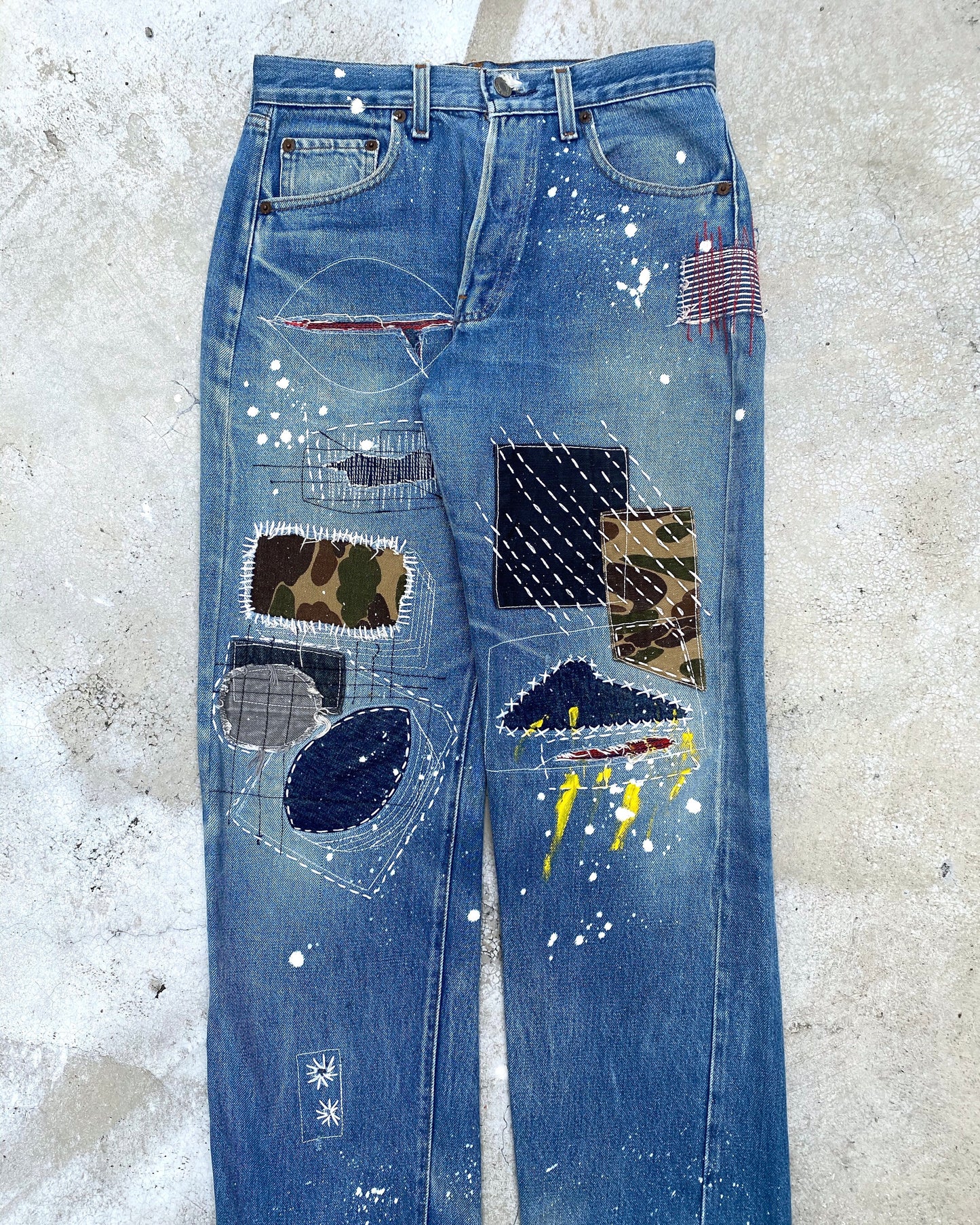 1980S LEVI'S 501 PATCH/PAINTED SELVEDGE JEANS (29X30)