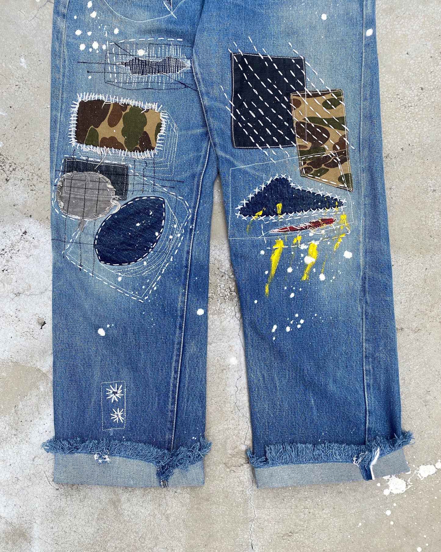 1980S LEVI'S 501 PATCH/PAINTED SELVEDGE JEANS (29X30)