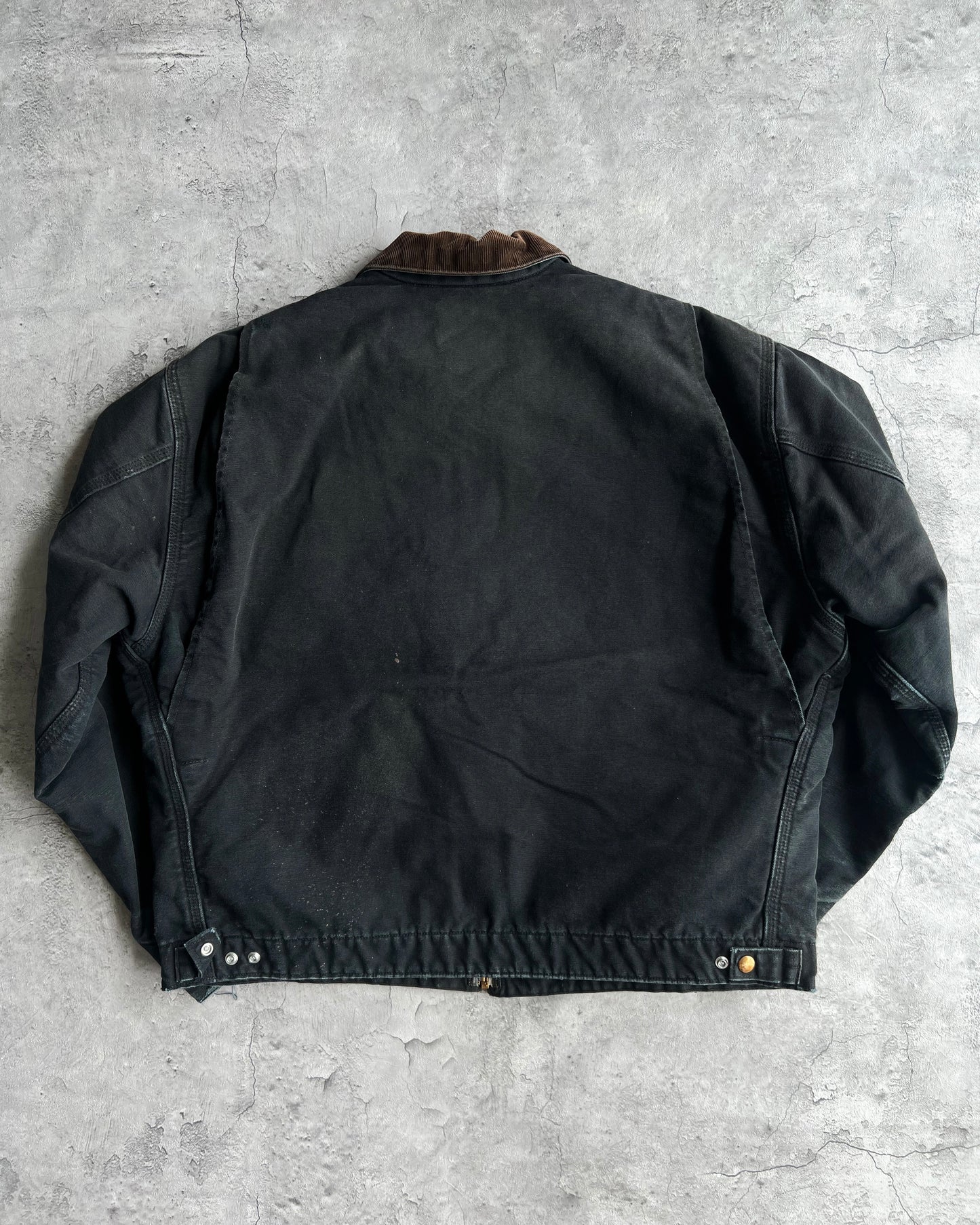 1990S FADED BLACK CARHARTT DETROIT WORK JACKET (XL)