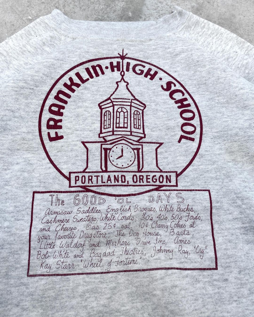1980s ‘Franklin High School’ Ragland Sweatshirt