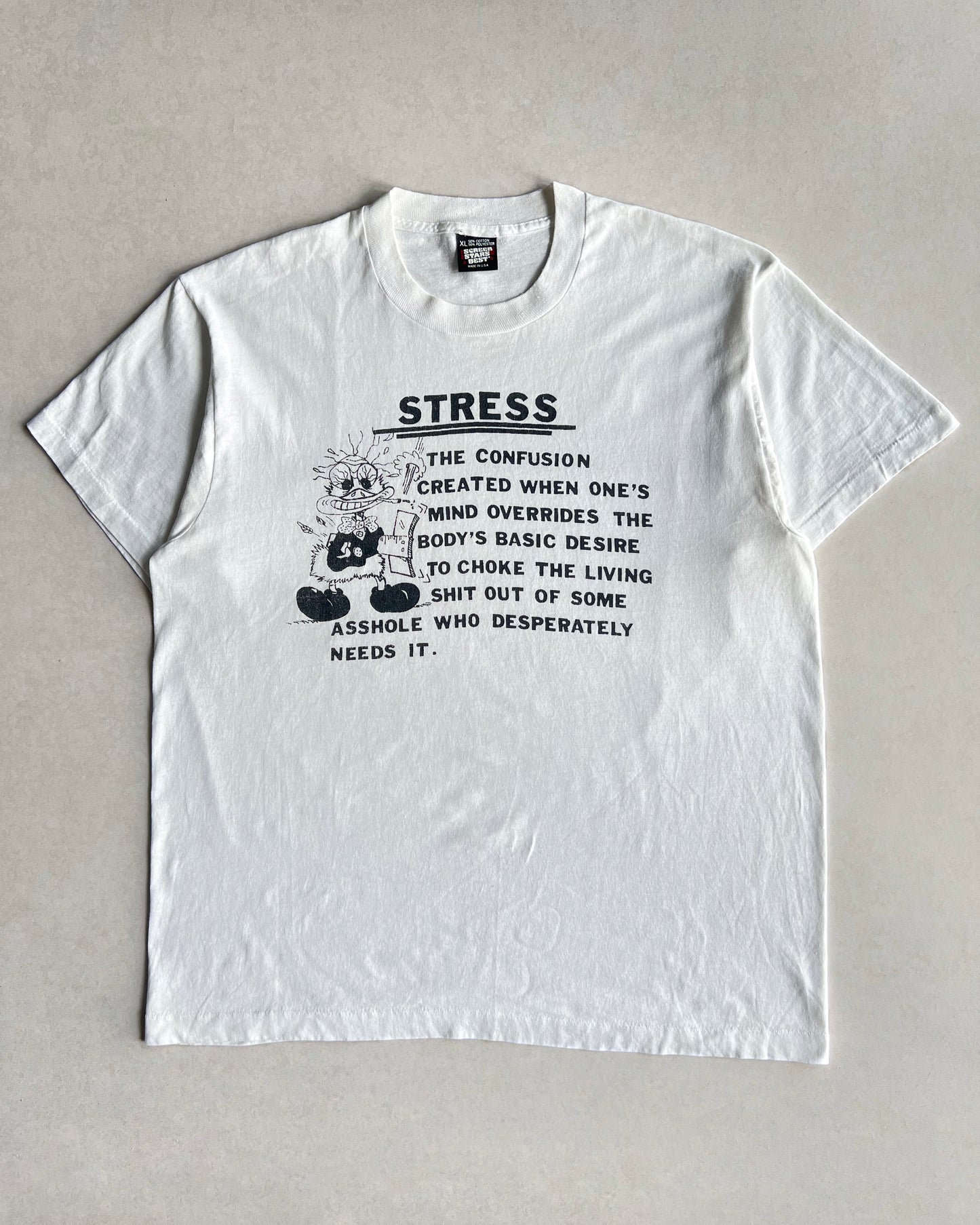 1990S 'STRESS' SINGLE STITCH TEE (XL)