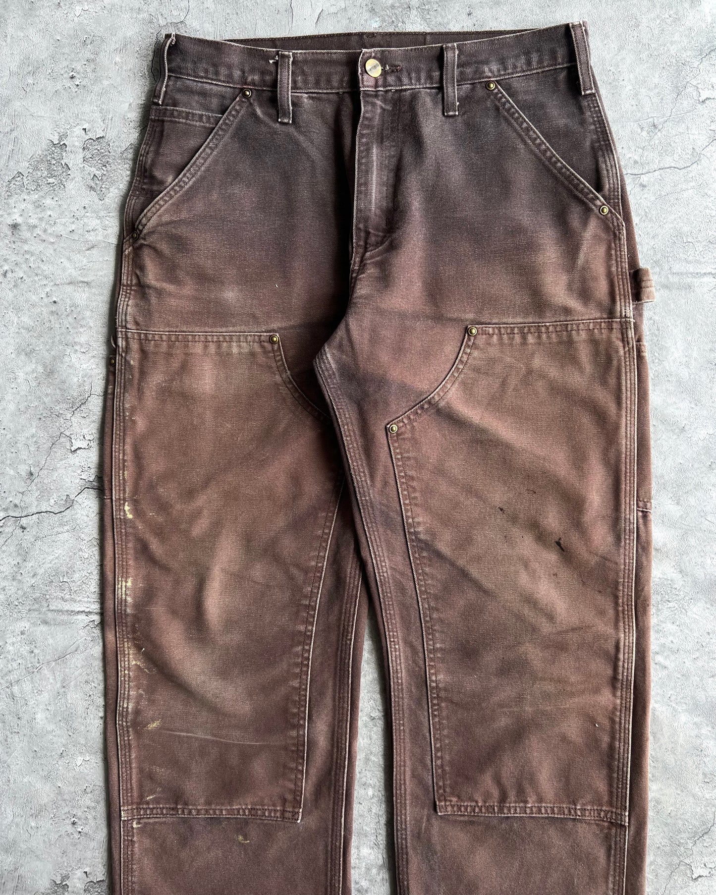 1990S SUN FADED BROWN CARHARTT DOUBLE KNEE PANTS (30X30)