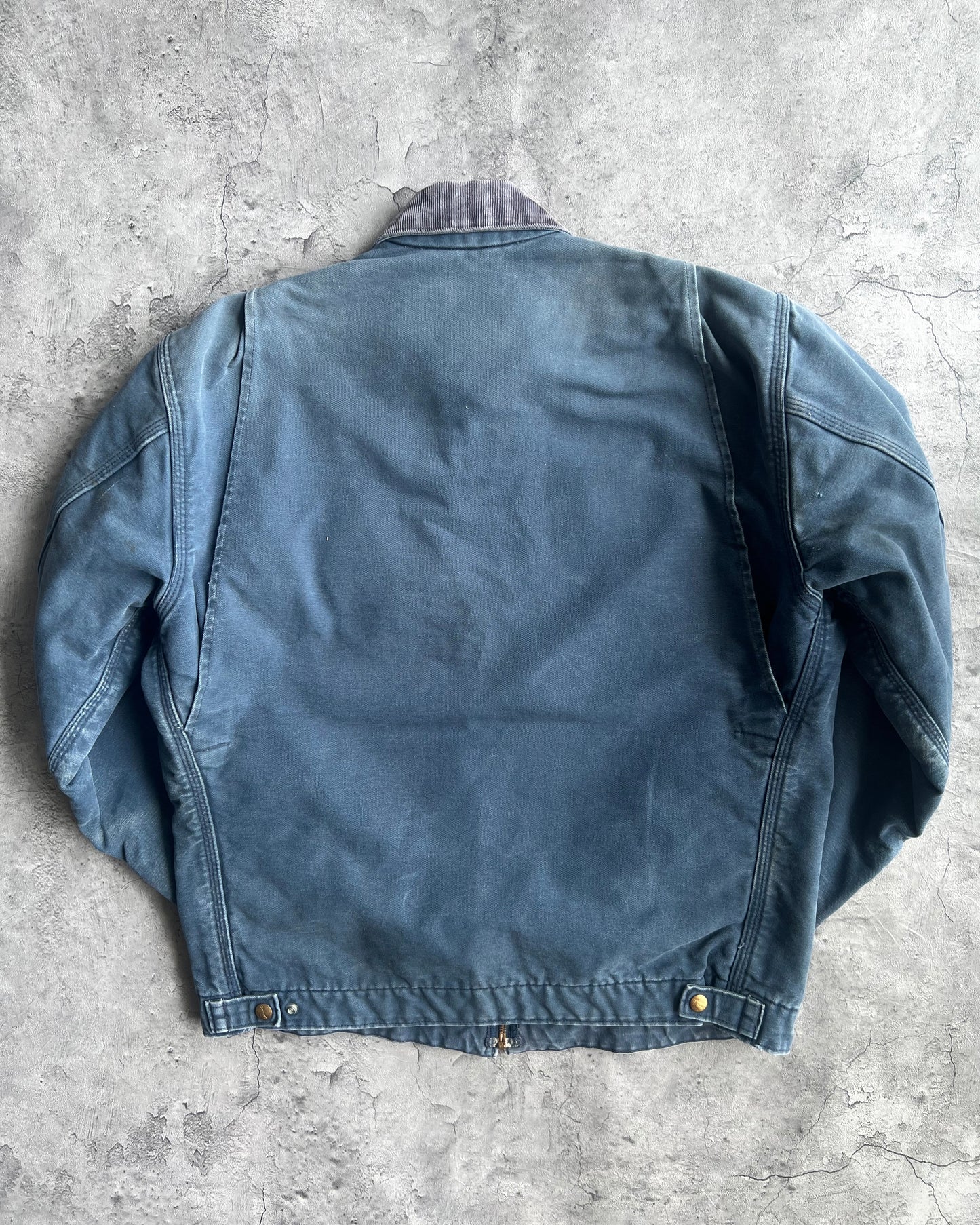 1990S FADED NAVY CARHARTT DETROIT WORK JACKET (L)
