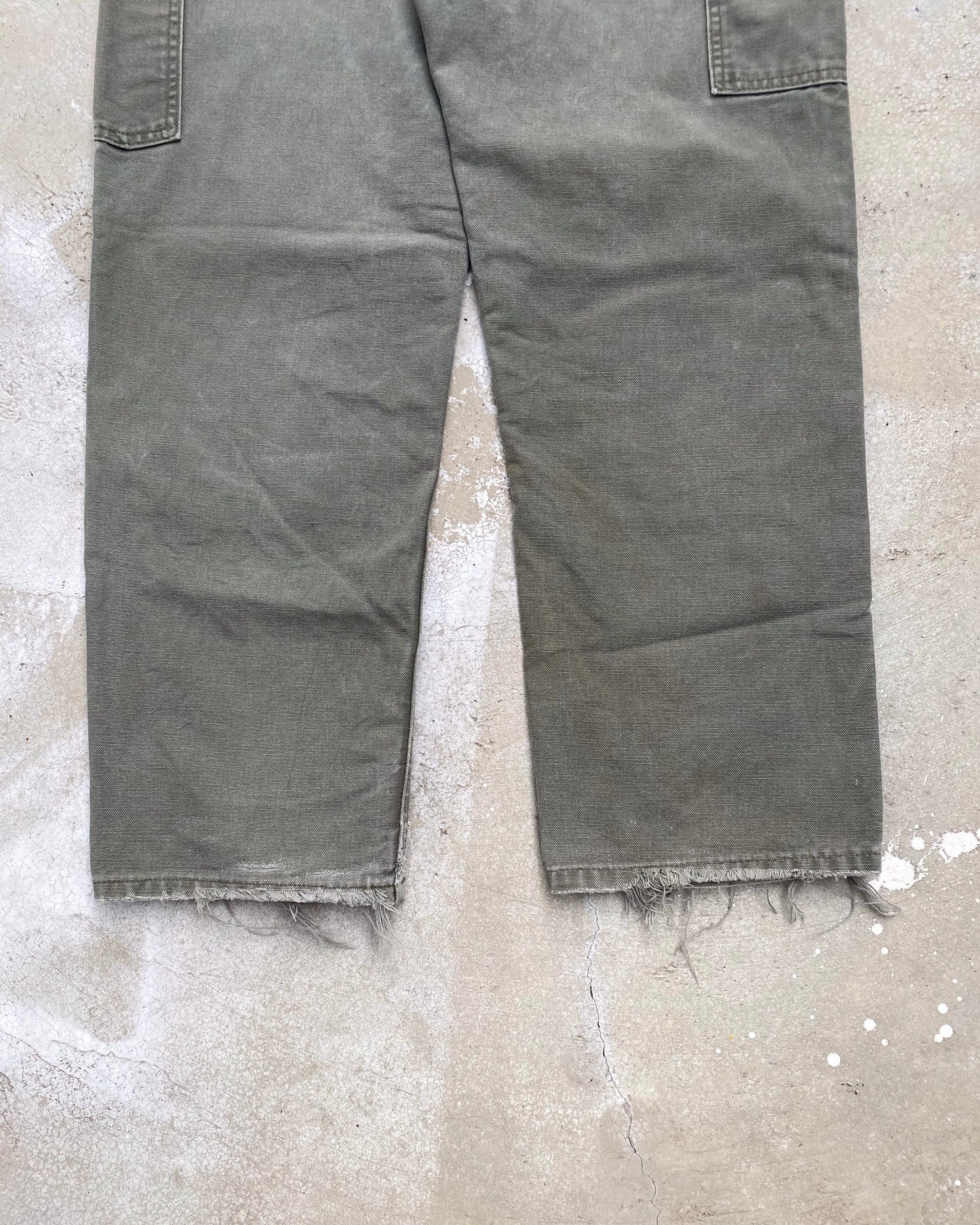 1990S FADED OLIVE/GREY CARHARTT DOUBLE KNEE PANTS (31X30)