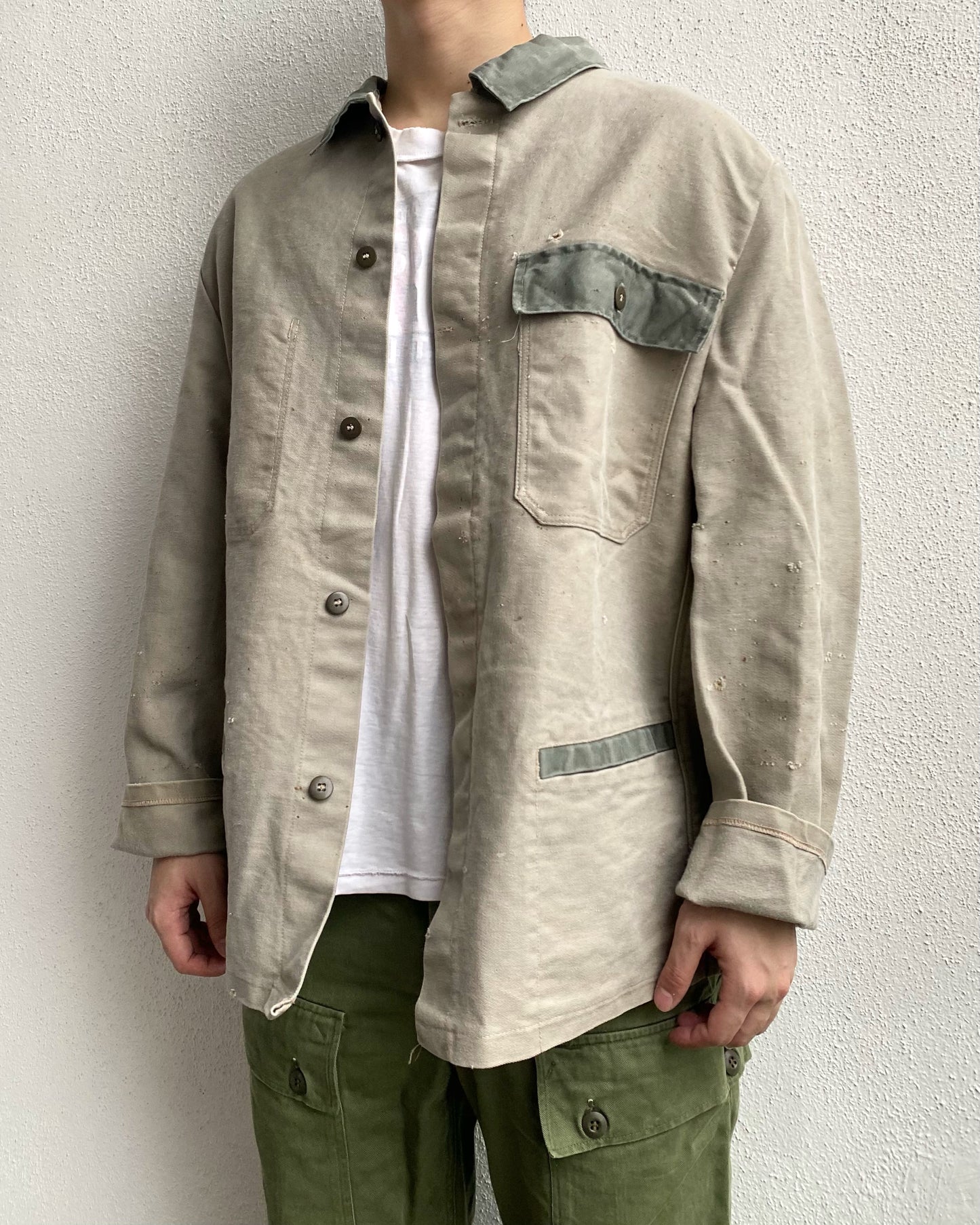 1980S TWO-TONE MOLESKIN EUROPEAN WORK JACKET (L/XL)