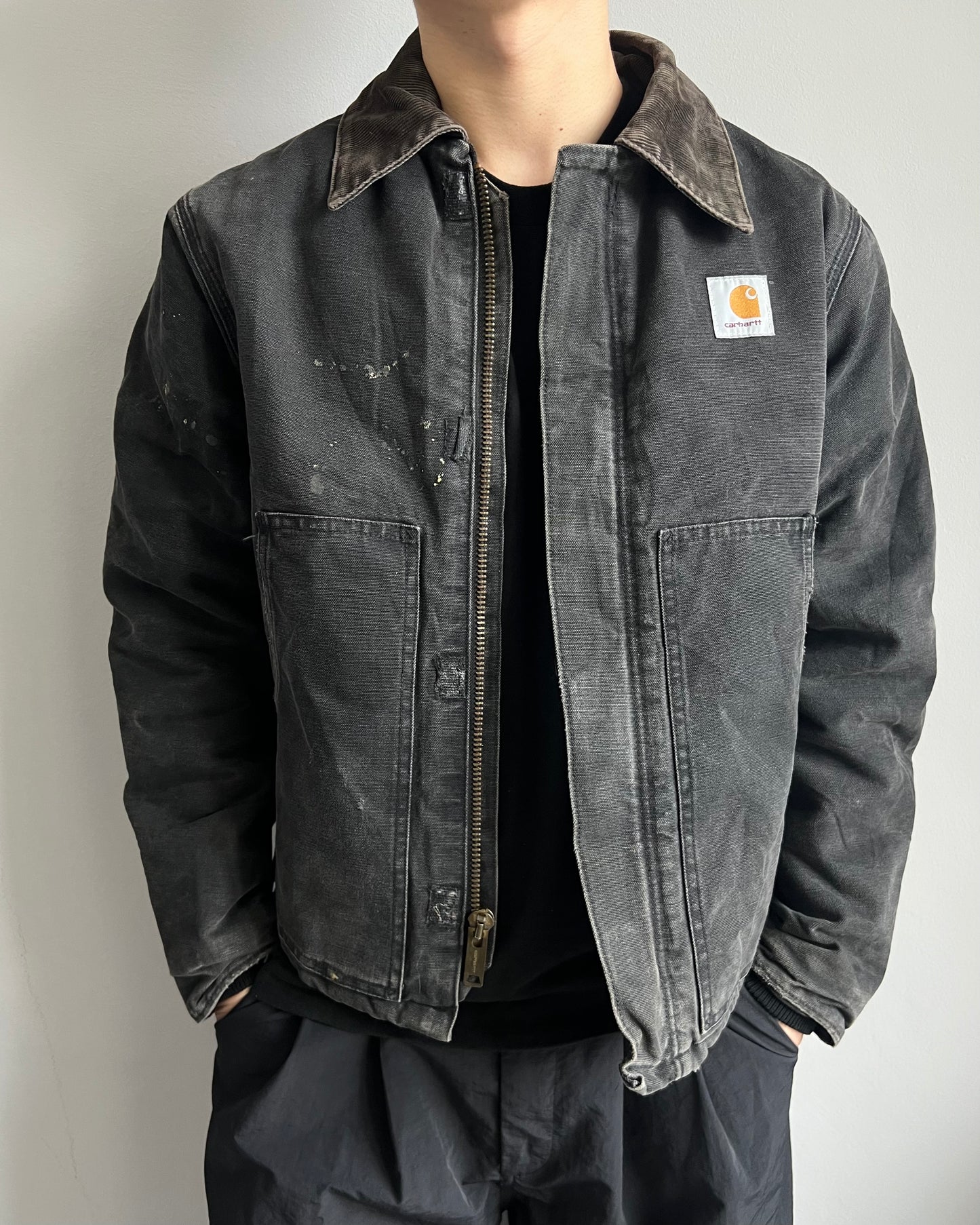 1990S FADED BLACK CARHARTT ARCTIC WORK JACKET (M/L)