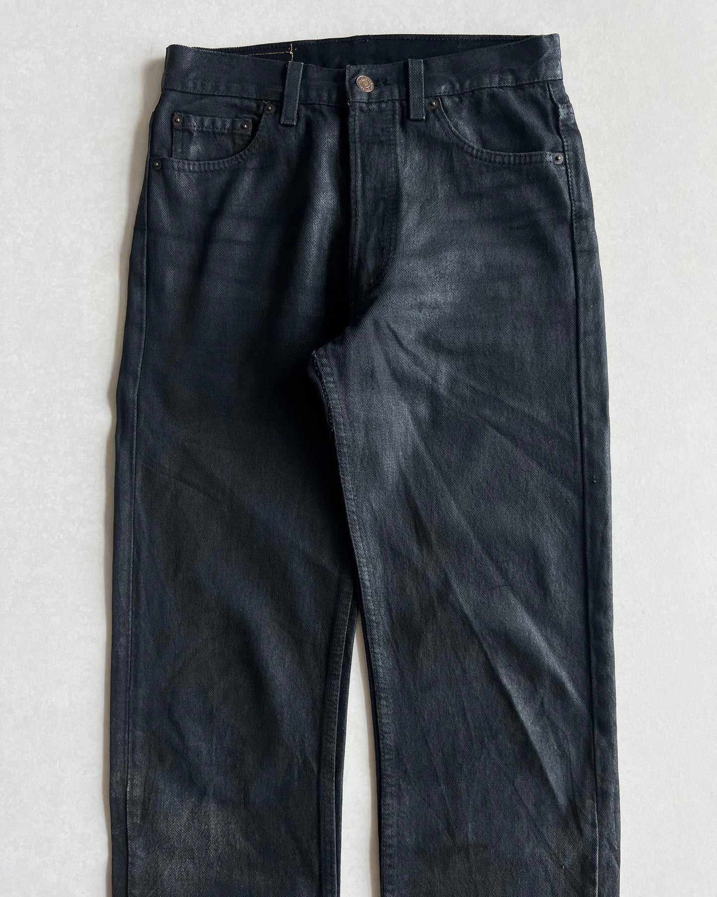 1980S BLACK WAXED LEVI'S 501 JEANS (29X30)