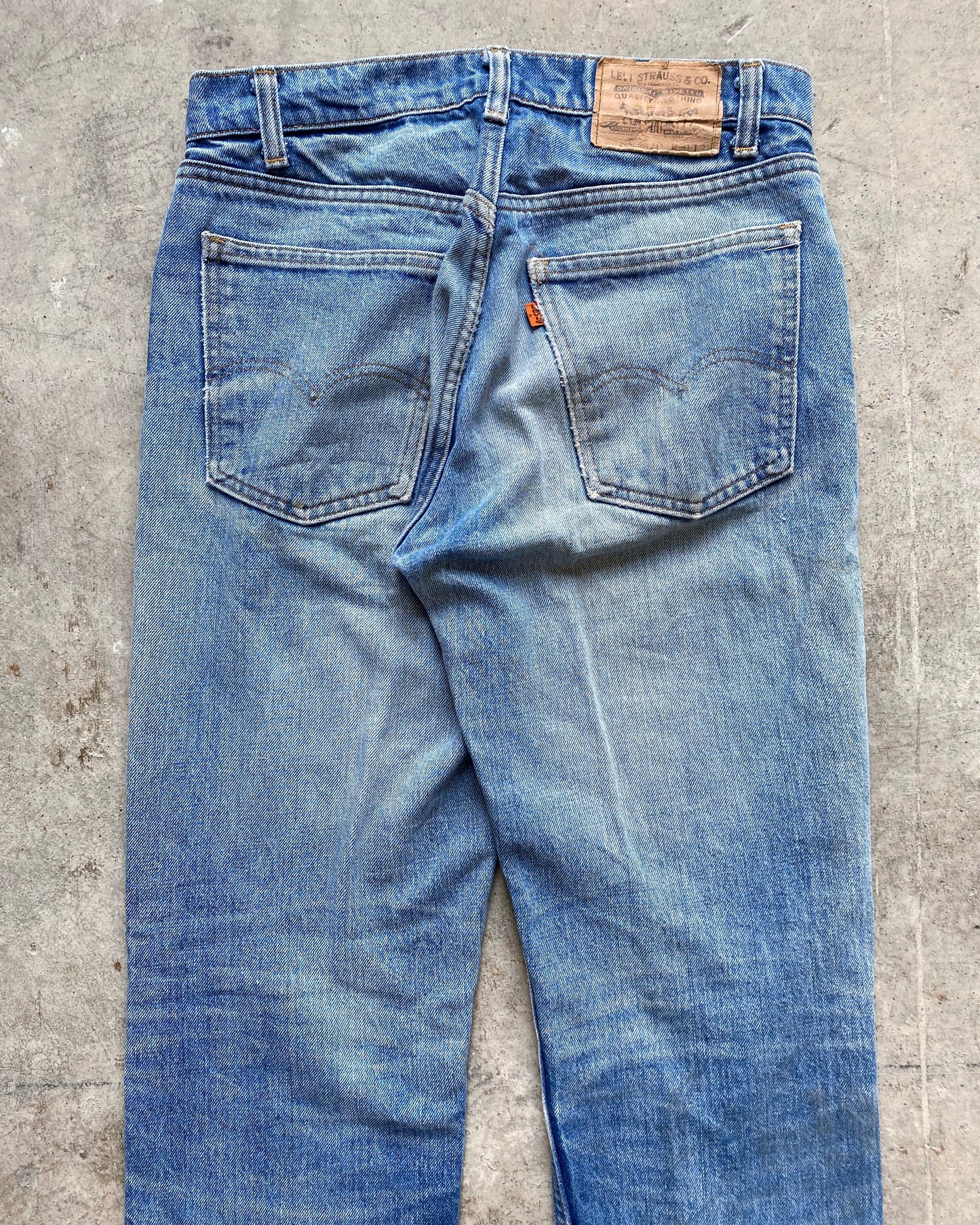 1970S FADED WASH LEVI'S 505 ORANGE TAB JEANS (31X32)