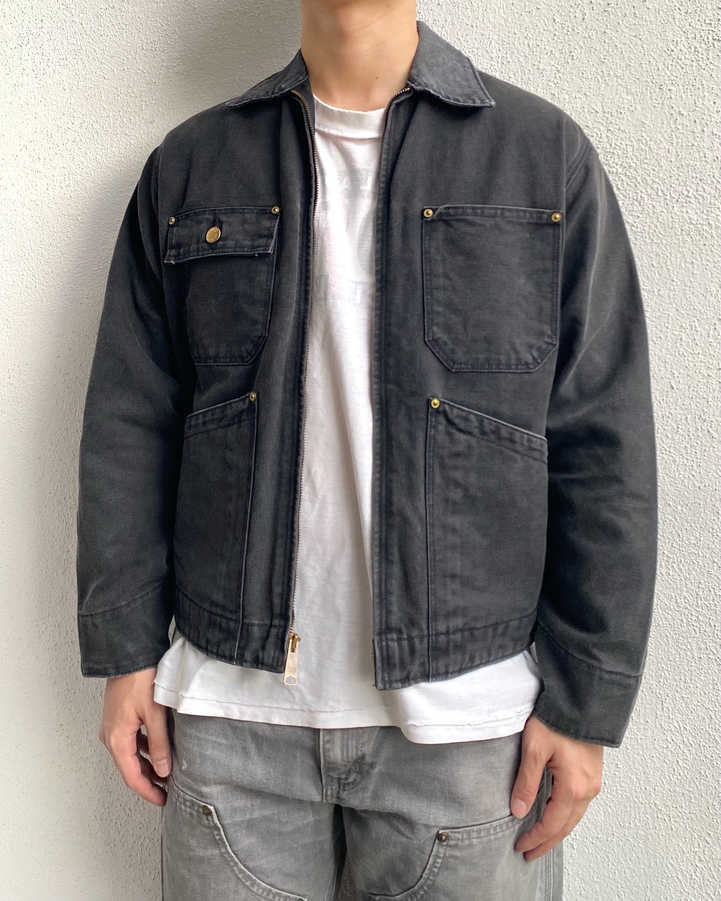 1990S FADED BLACK LAPCO WORK JACKET (M/L)