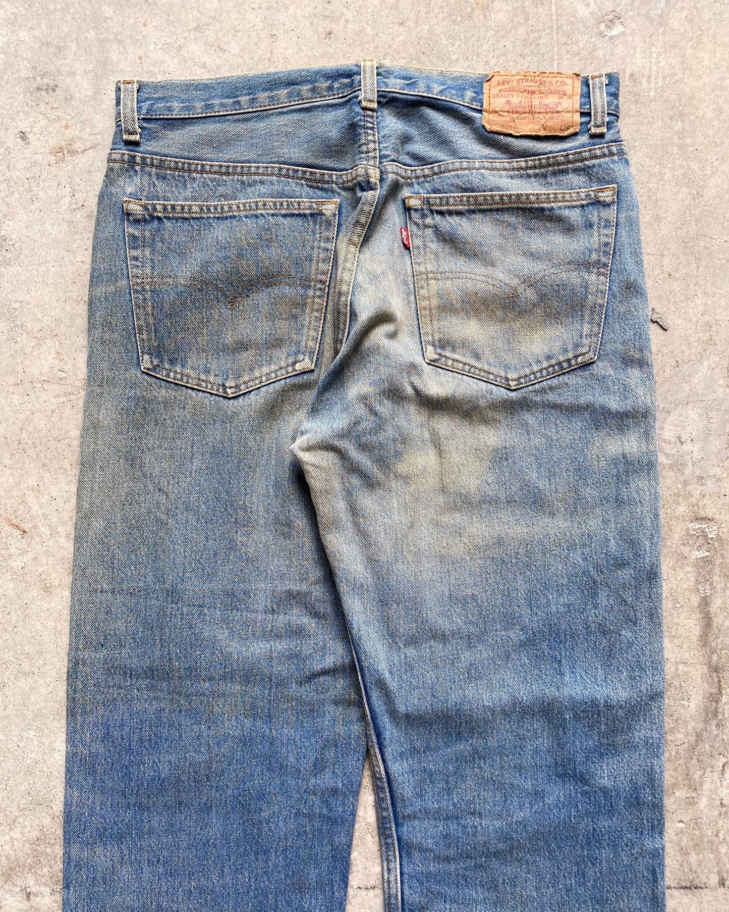 1990S FADED WASH LEVI'S 501 RELEASED HEM JEANS (34X36)