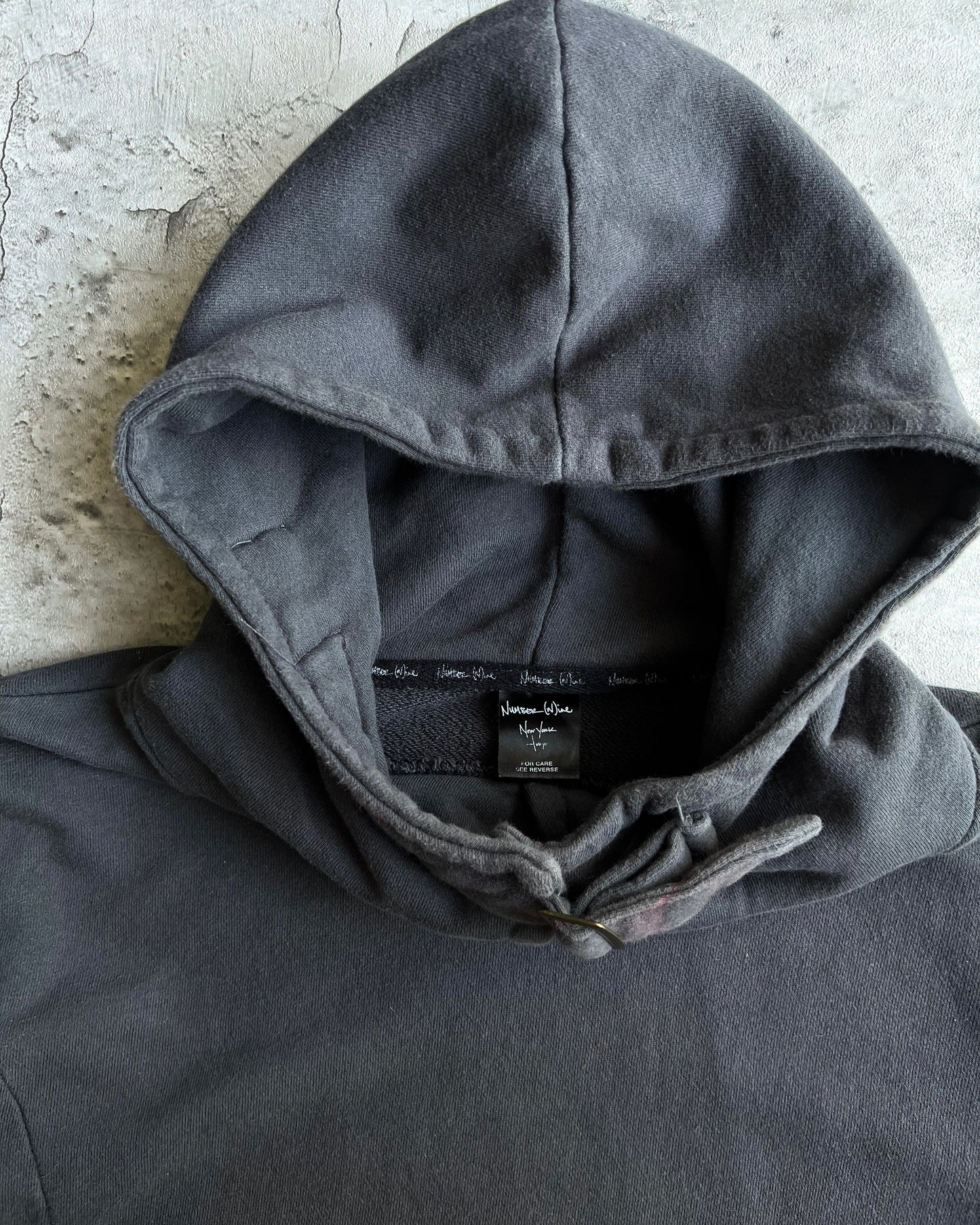 FADED BLACK NUMBER (N)INE SCUBA HOOD HOODIE (S/M)