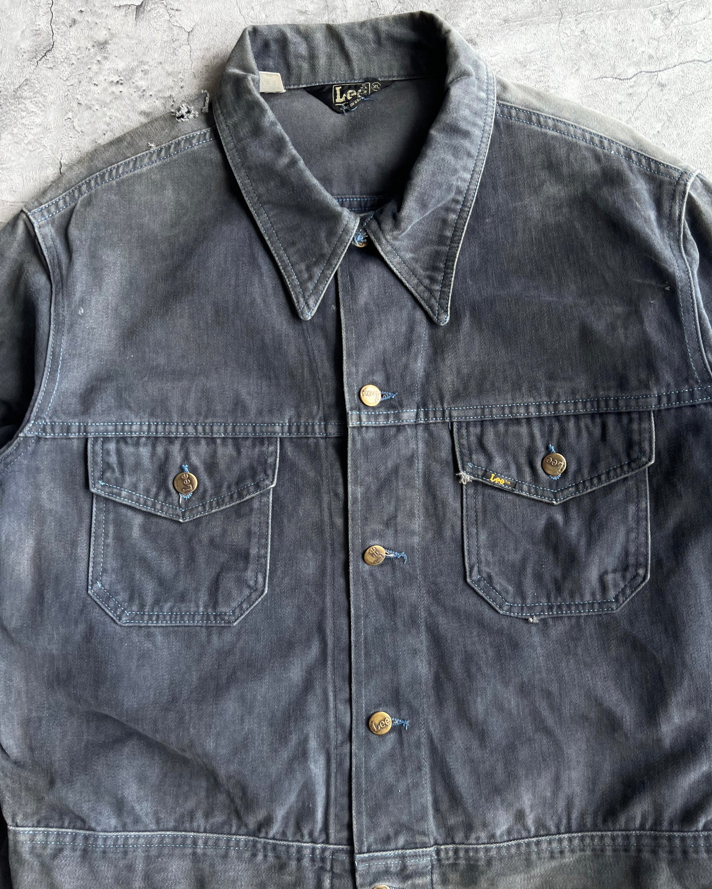 1970S LEE MOLESKIN GREY/BLUE DOUBLE POCKET JACKET (XL)