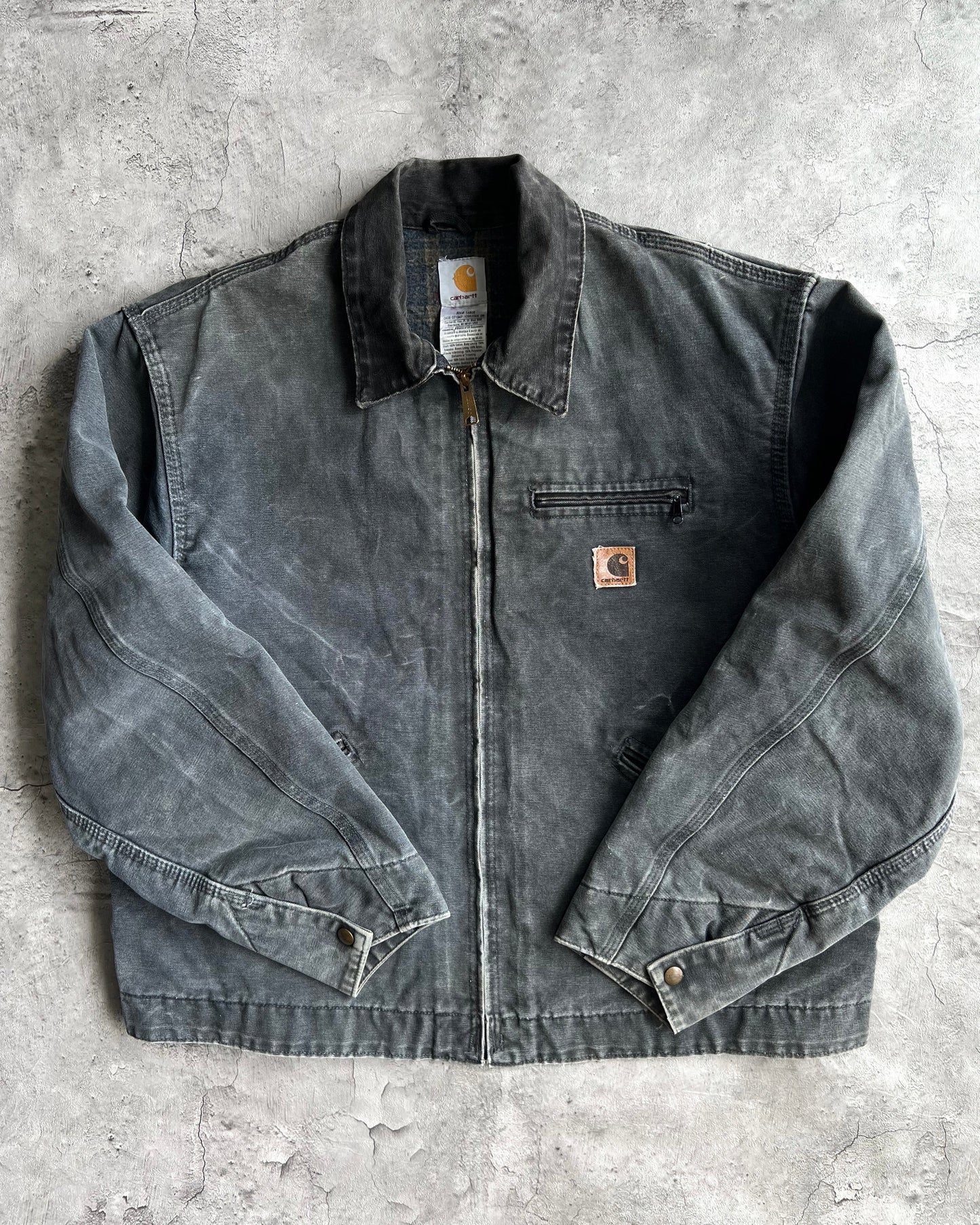 1990S FADED GREY CARHARTT DETROIT WORK JACKET (XL)