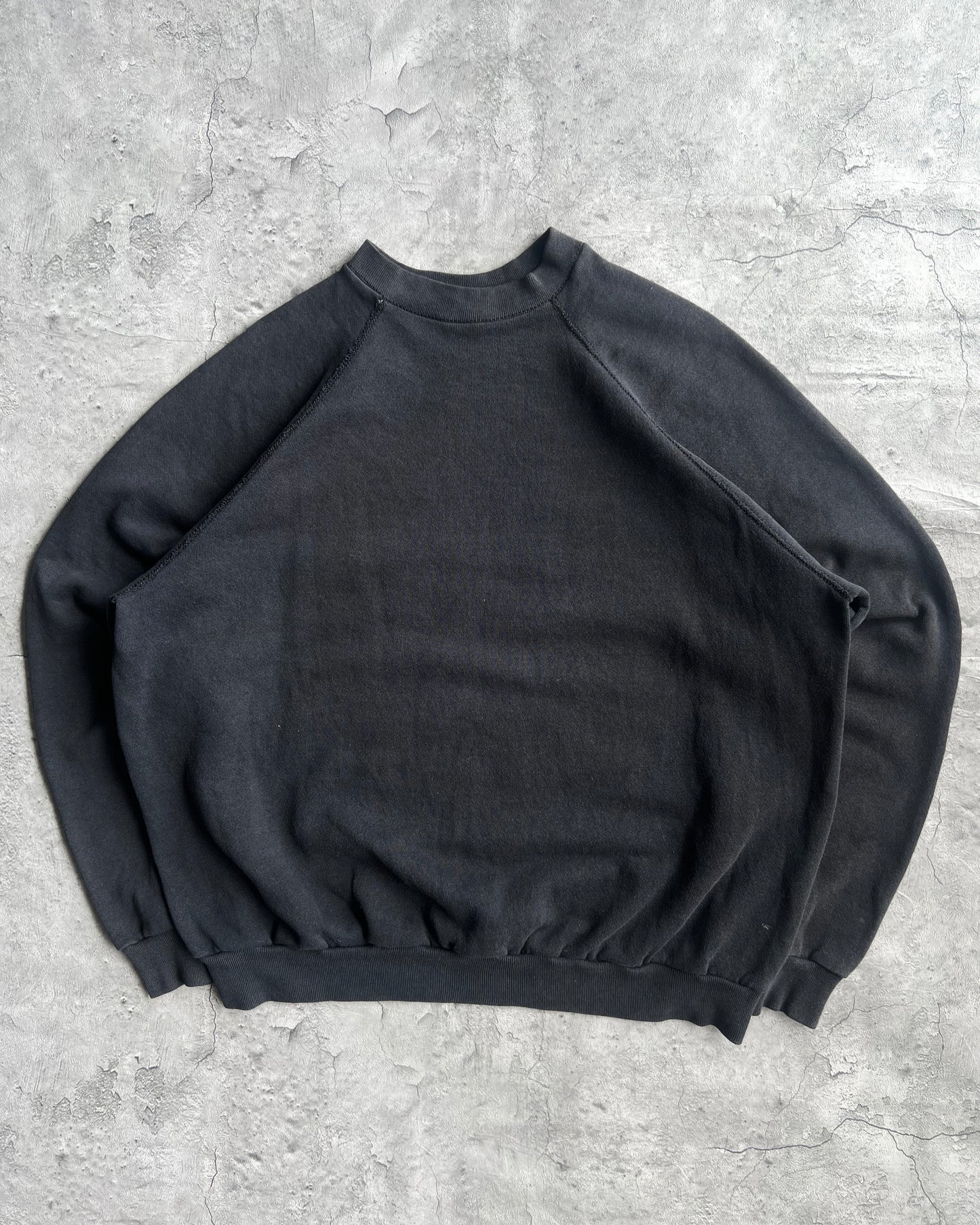 1990S FADED BLACK BLANK TULTEX RAGLAN SWEATSHIRTS (XL)