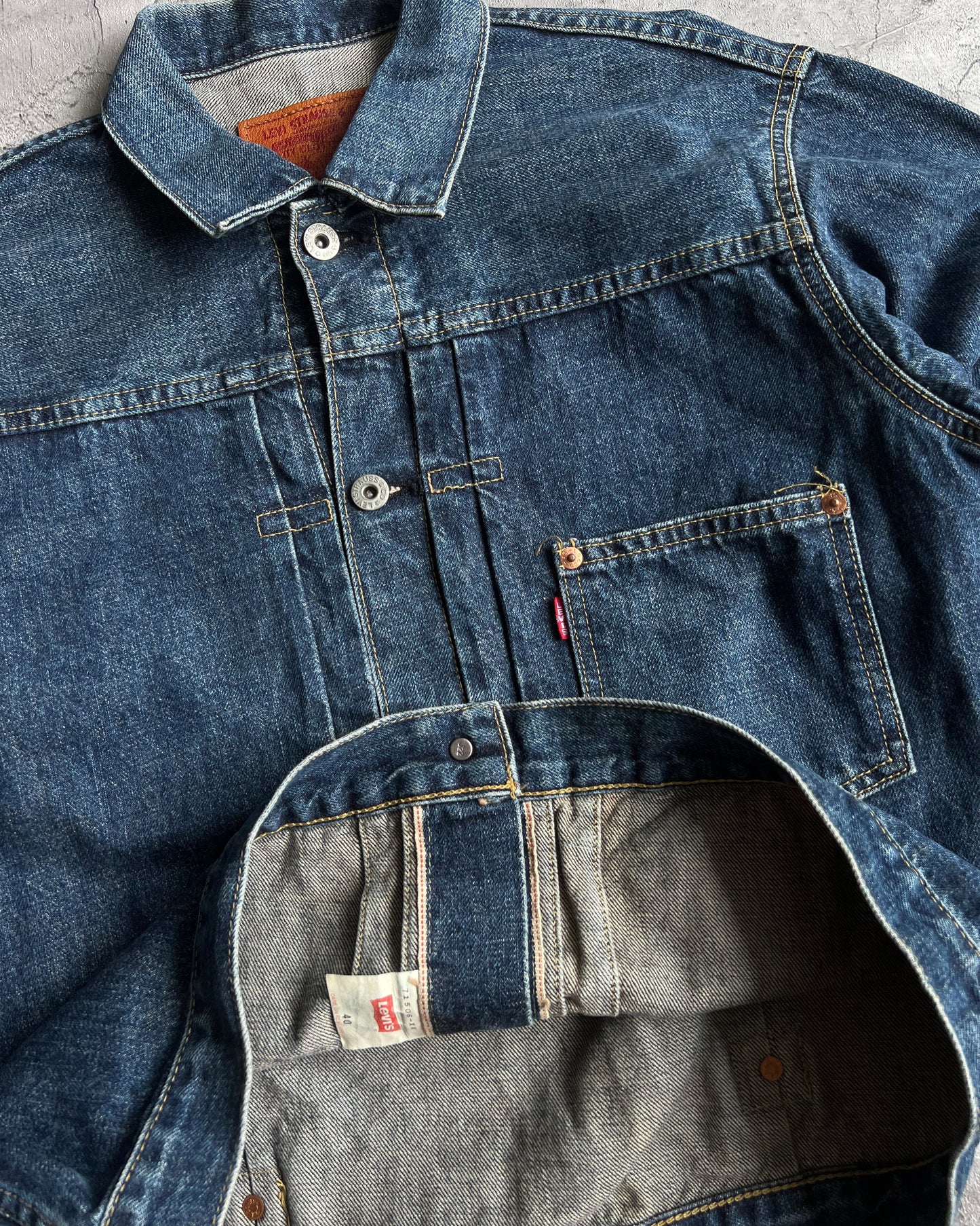 1990S DARK WASHED BIG E LEVI'S TYPE I DENIM JACKET (M/L)