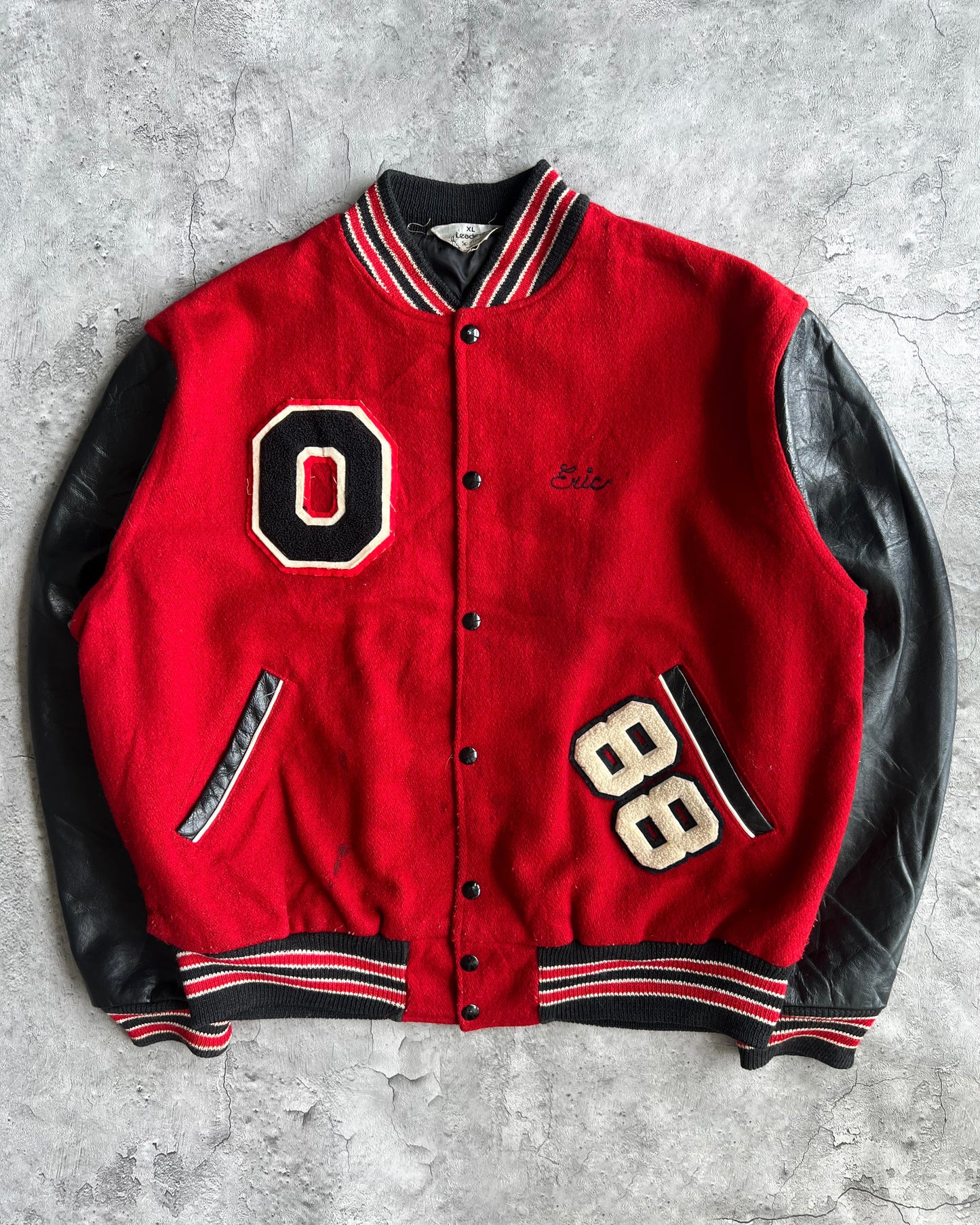 1980S 'OAK HILLS BAND' LEATHER SLEEVES VARSITY JACKETS (XL)