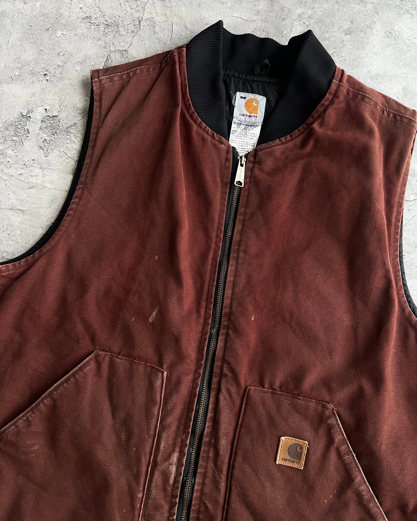 1990S MAROON BROWN CARHARTT WORK VEST (XL)