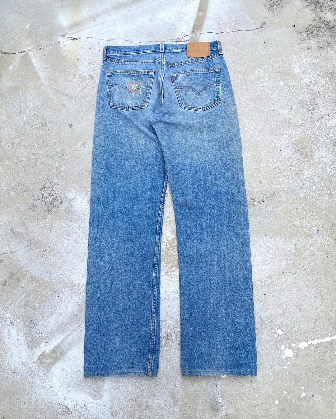 1990S LEVI’S 501 SASHIKO PATCHED JEANS (33X34)