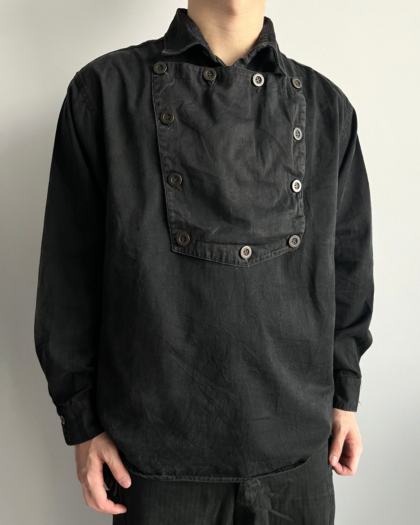 1980S BLACK WESTERN RANGEWEAR BIB SHIRT (L)