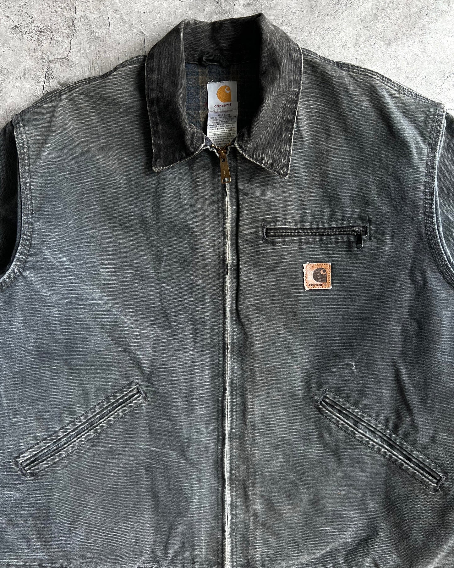 1990S FADED GREY CARHARTT DETROIT WORK JACKET (XL)
