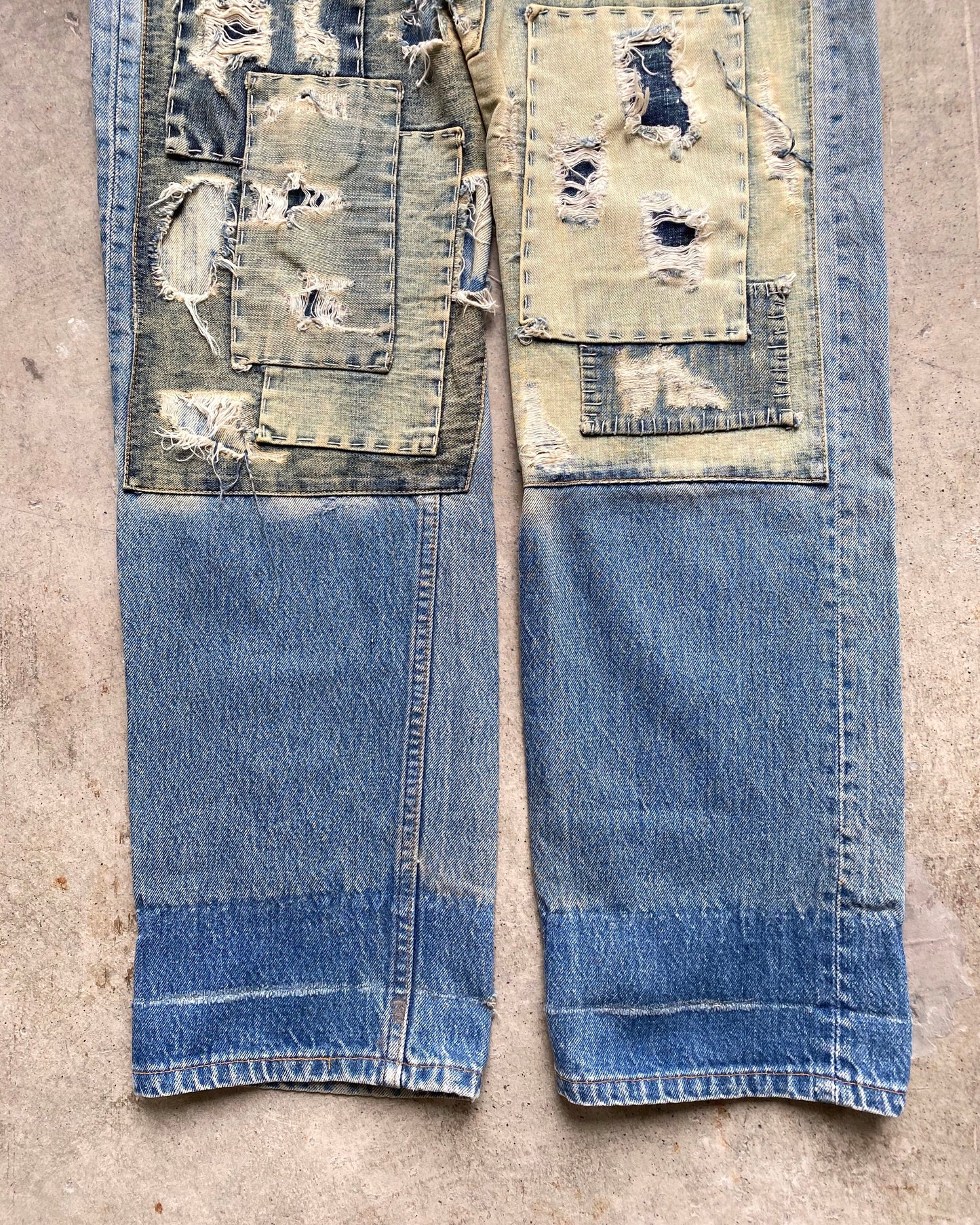 1980S MAJOR REPAIRED LEVI'S 501 JEANS (36X36)