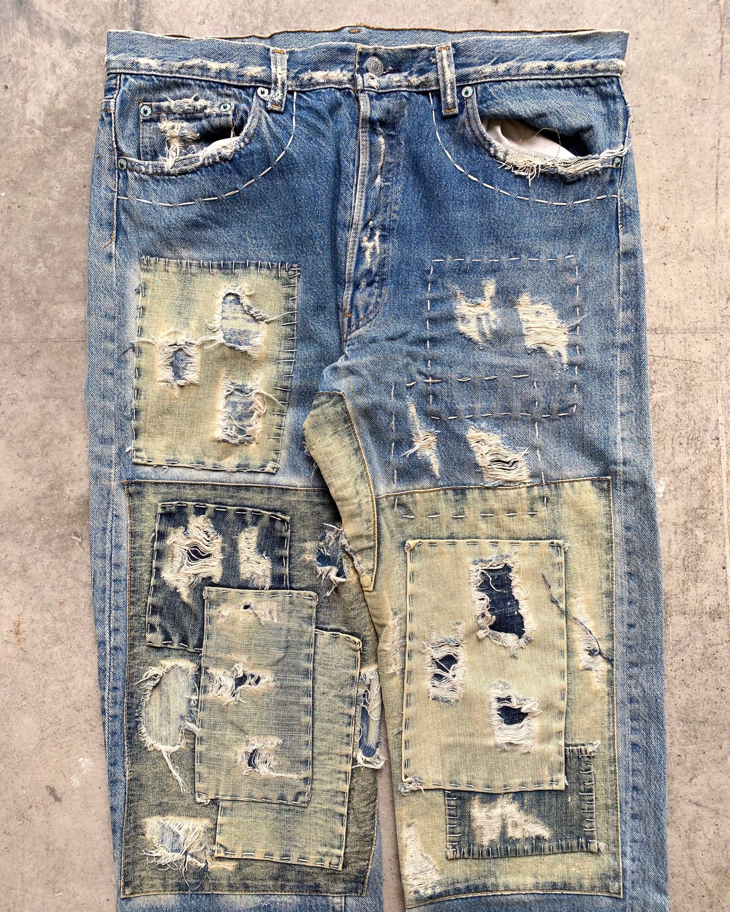 1980S MAJOR REPAIRED LEVI'S 501 JEANS (36X36)