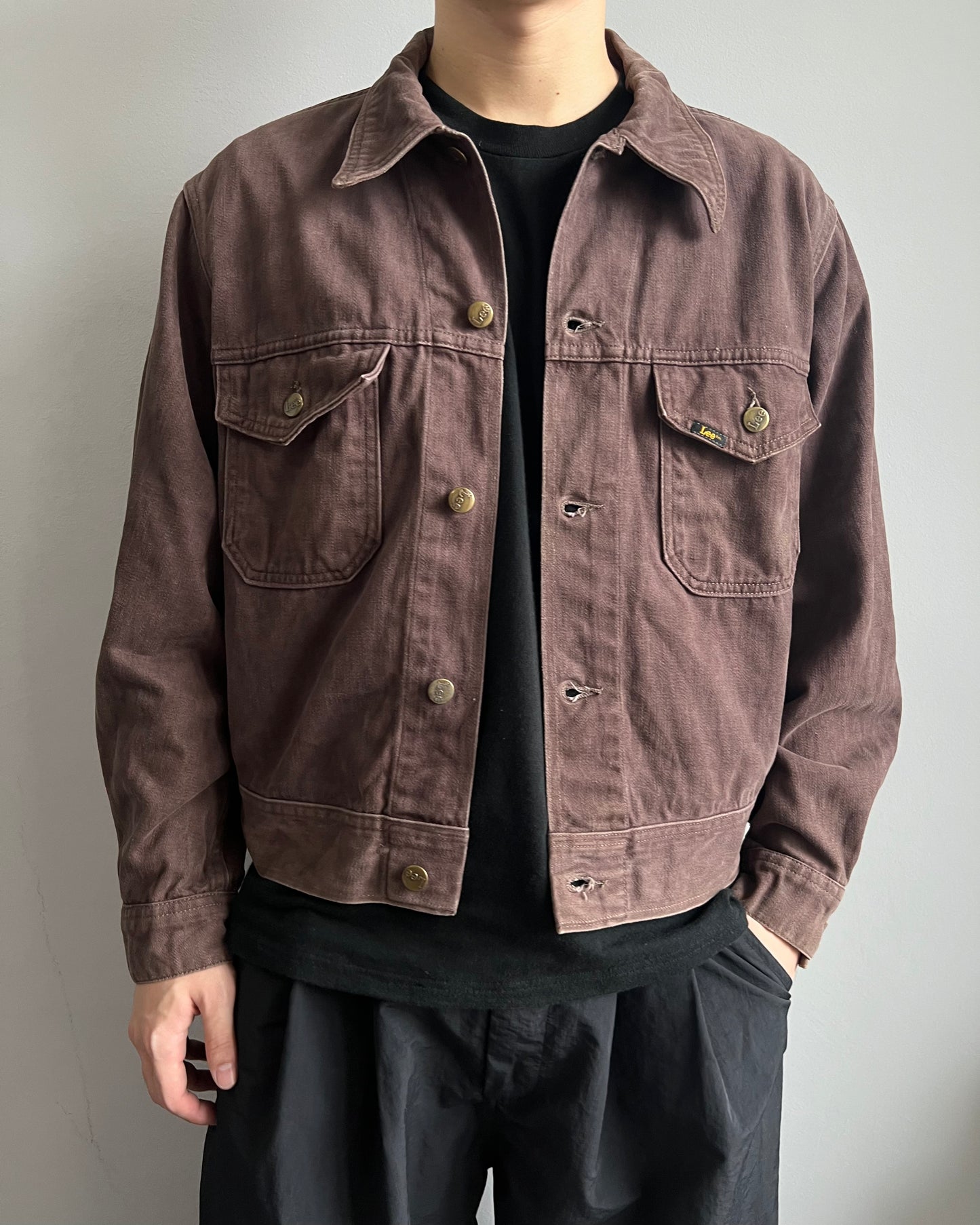 1970S LEE MOLESKIN MAROON/BROWN DOUBLE POCKET JACKET (L)