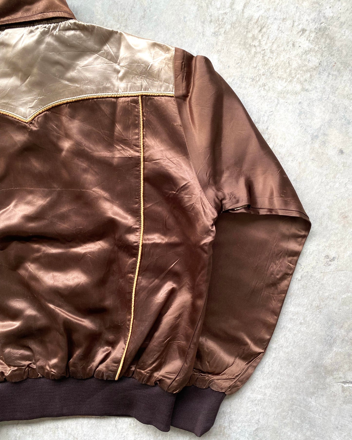 1980S BROWN WESTERN BOMBER JACKET (S-L)