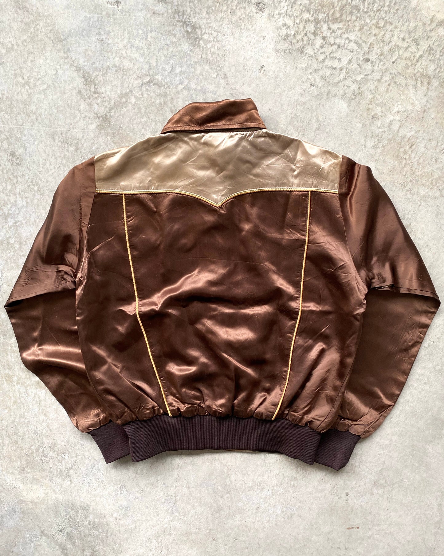 1980S BROWN WESTERN BOMBER JACKET (S-L)