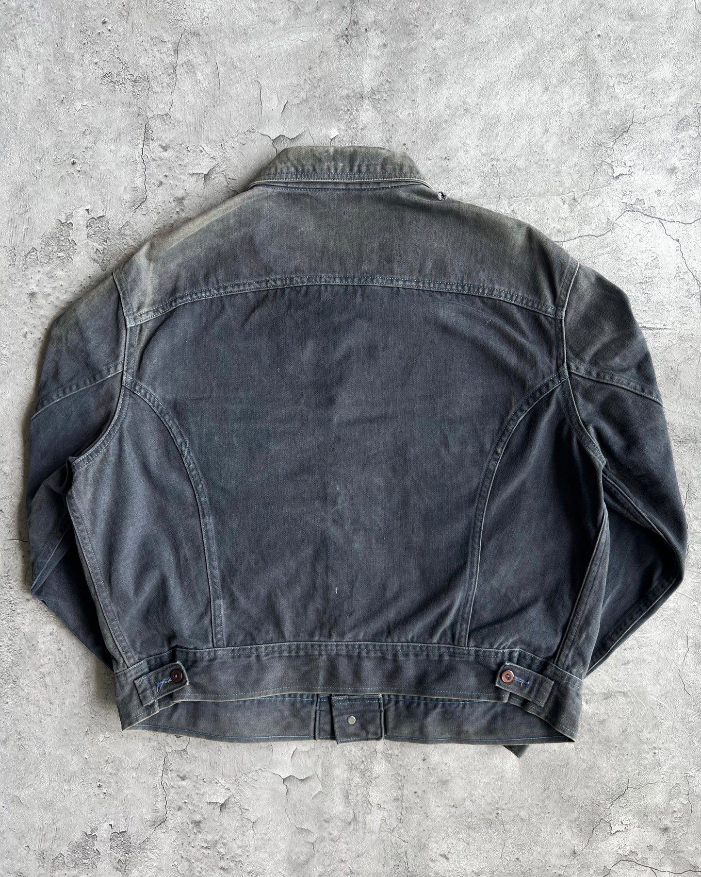 1970S LEE MOLESKIN GREY/BLUE DOUBLE POCKET JACKET (XL)