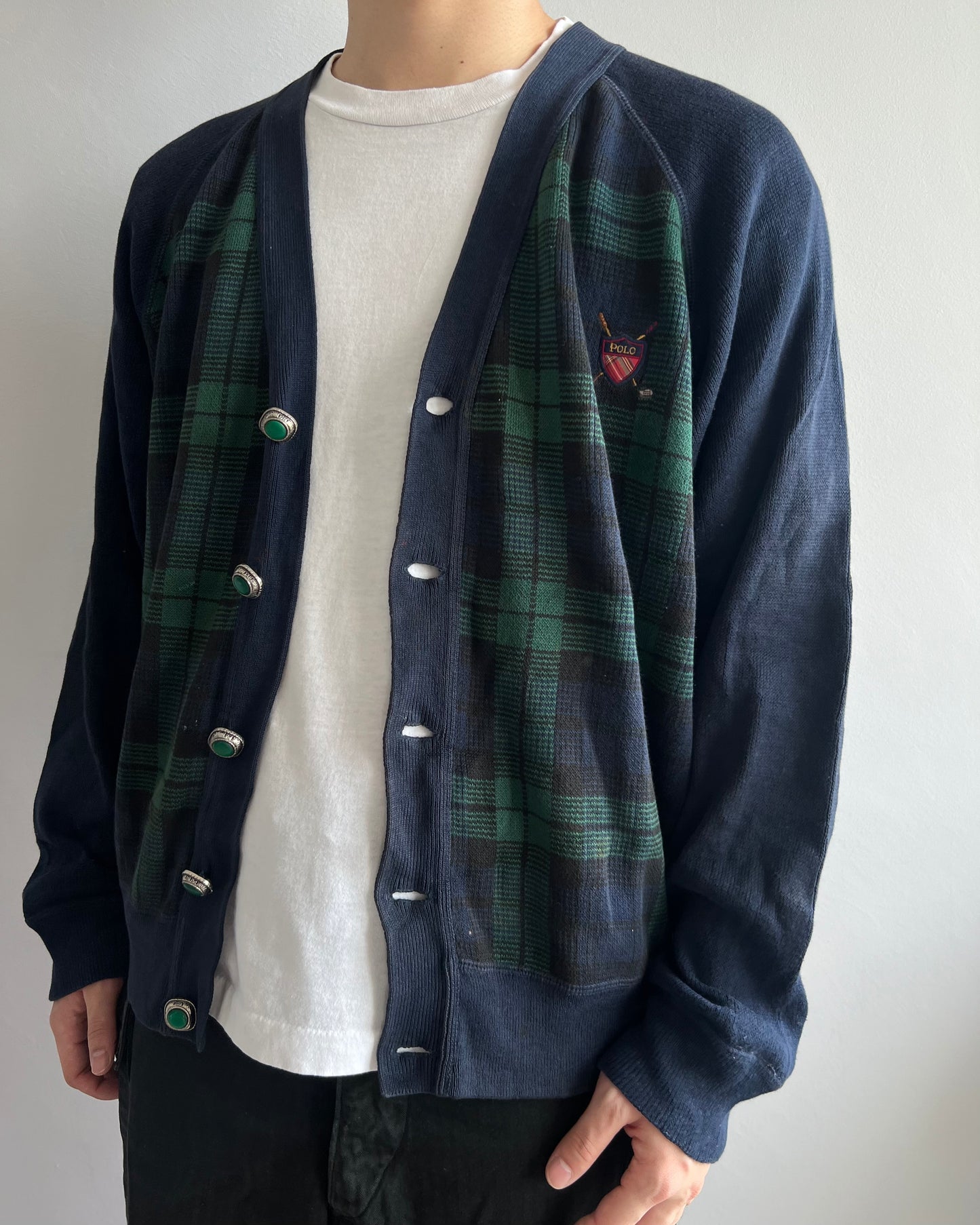 1980S POLO RALPH LAUREN KNITTED CARDIGAN (M)