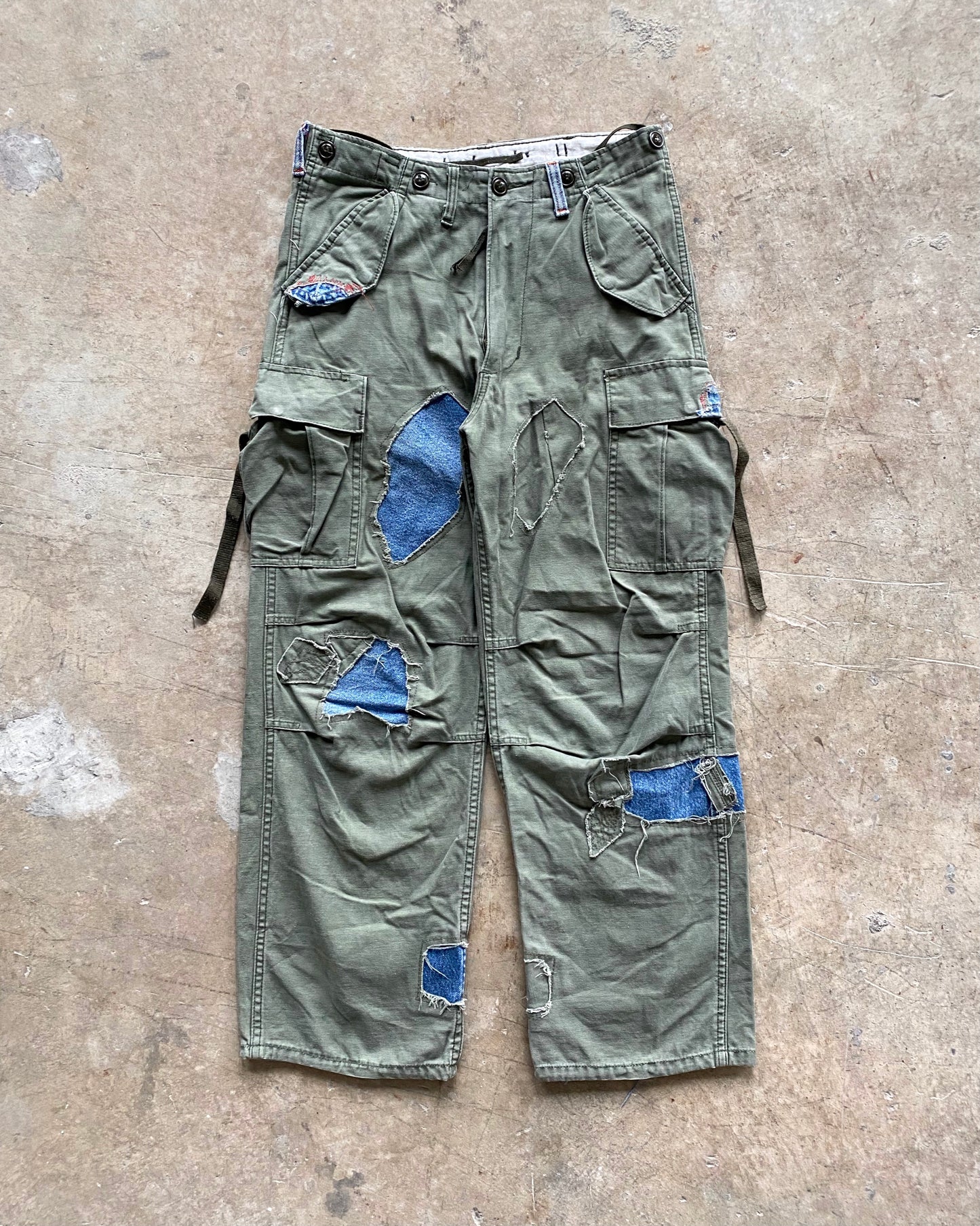 1990S US ARMY MILITARY FIELD M-1951 REPAIRED TROUSERS (WAIST 28-32)