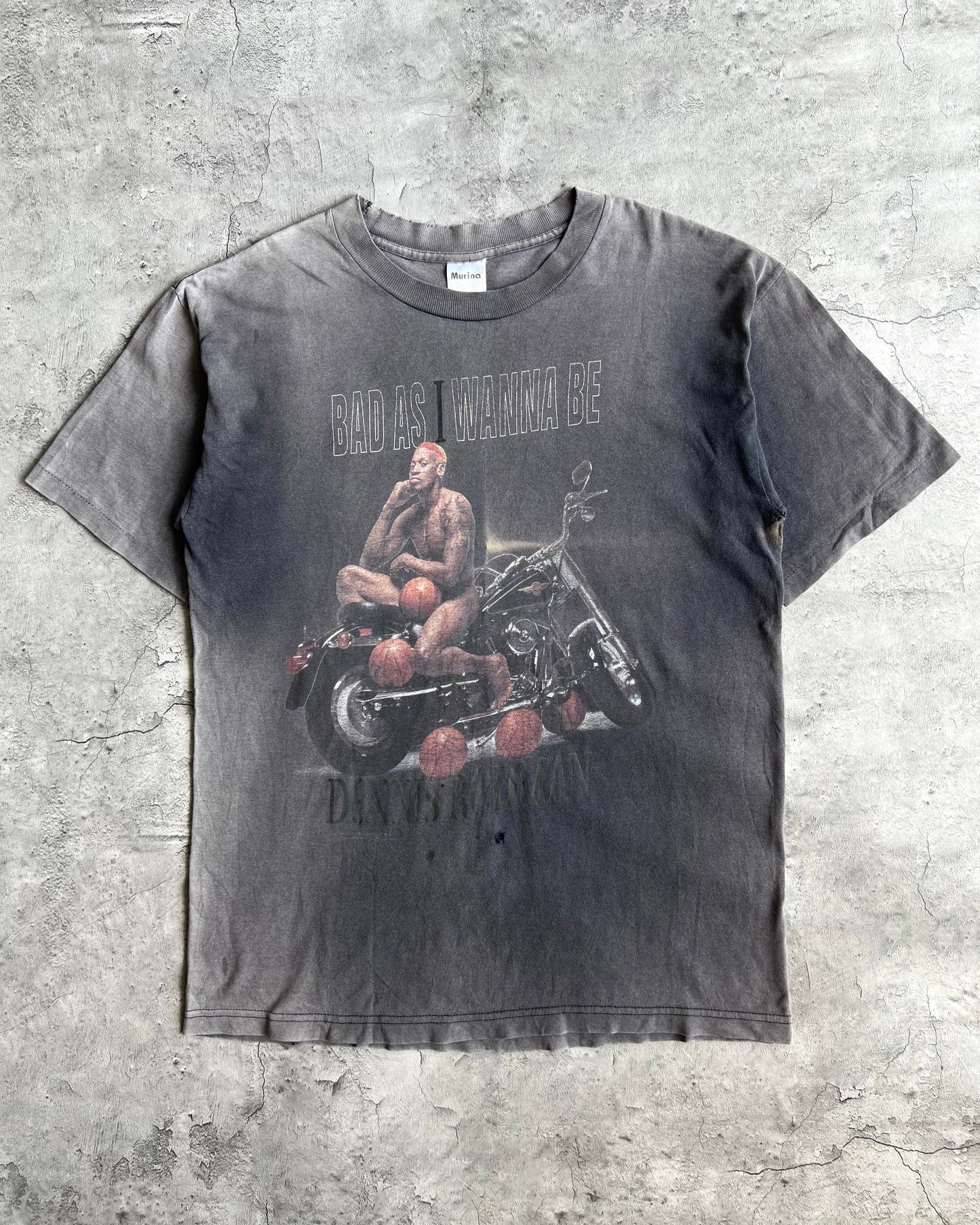1990S SUN FADED DENNIS RODMMAN 'BAD AS I WANNA BE' TEE (L)
