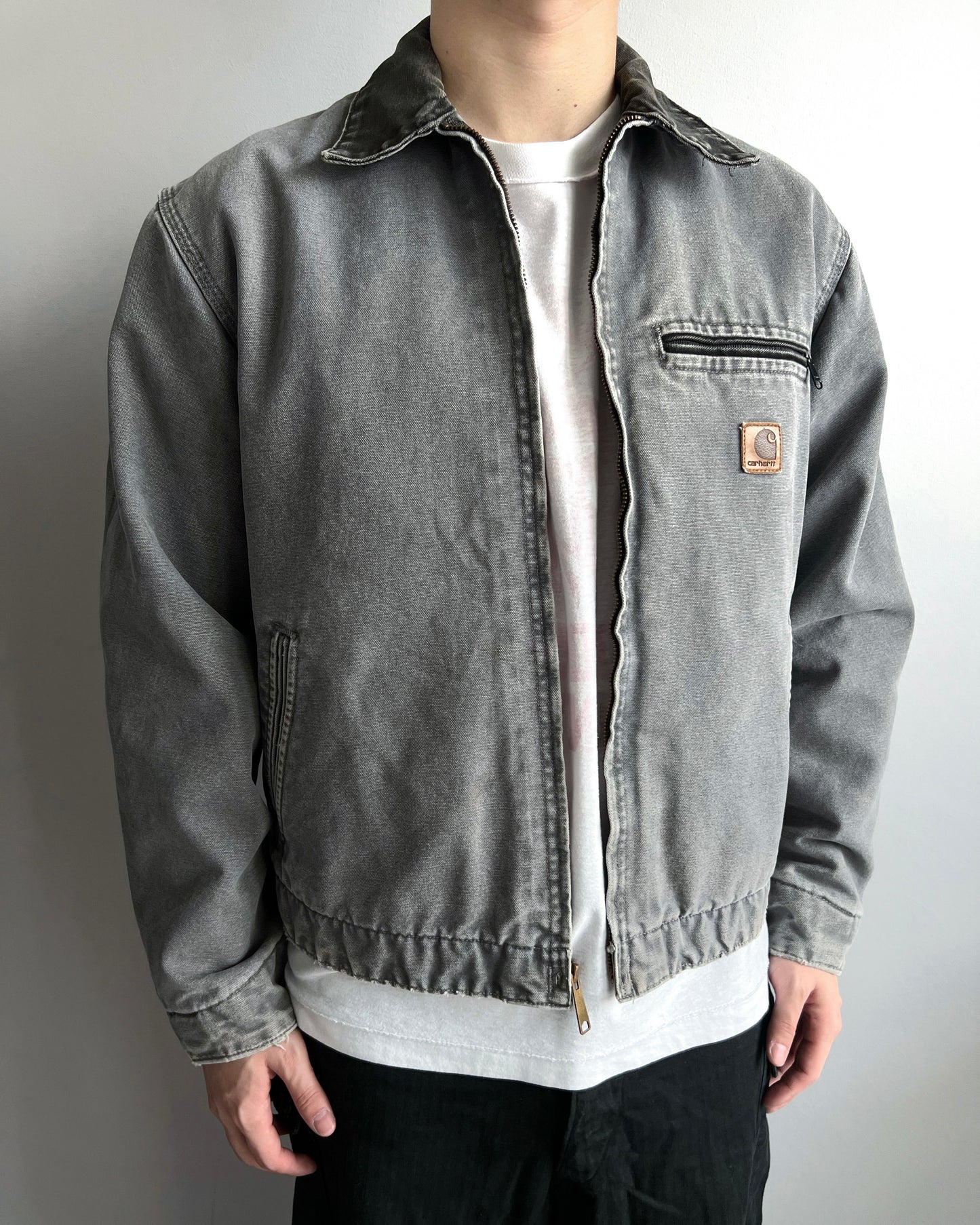 1990S GREY CARHARTT DETROIT WORK JACKET (M)